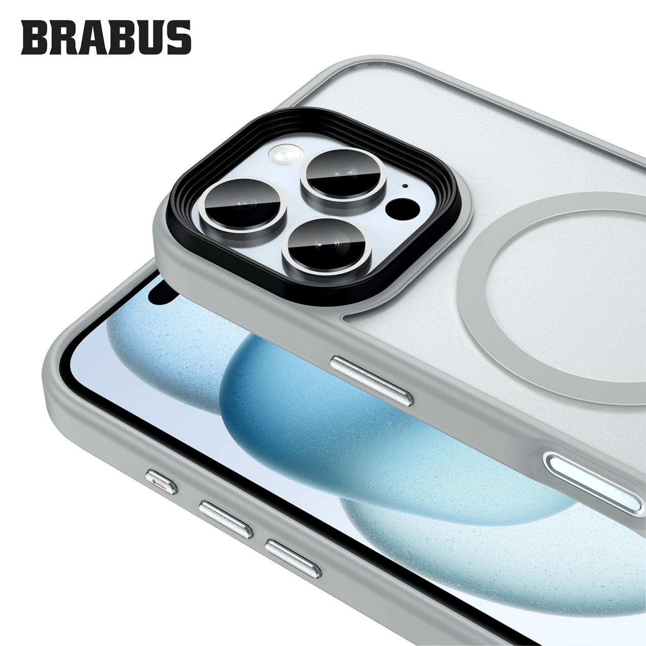 BRABUS iPhone 16 Pro Anti-Shock MagSafe Özellikli Kenarları Yumuşak Buzlu Mat Fall Silikon Kılıf
