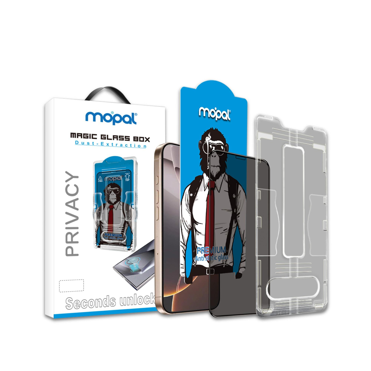 MOPAL iPhone 14 Pro Max Pratik Uygulama Aparatlı Hayalet Cam Ekran Koruyucu Privacy Magic Glass