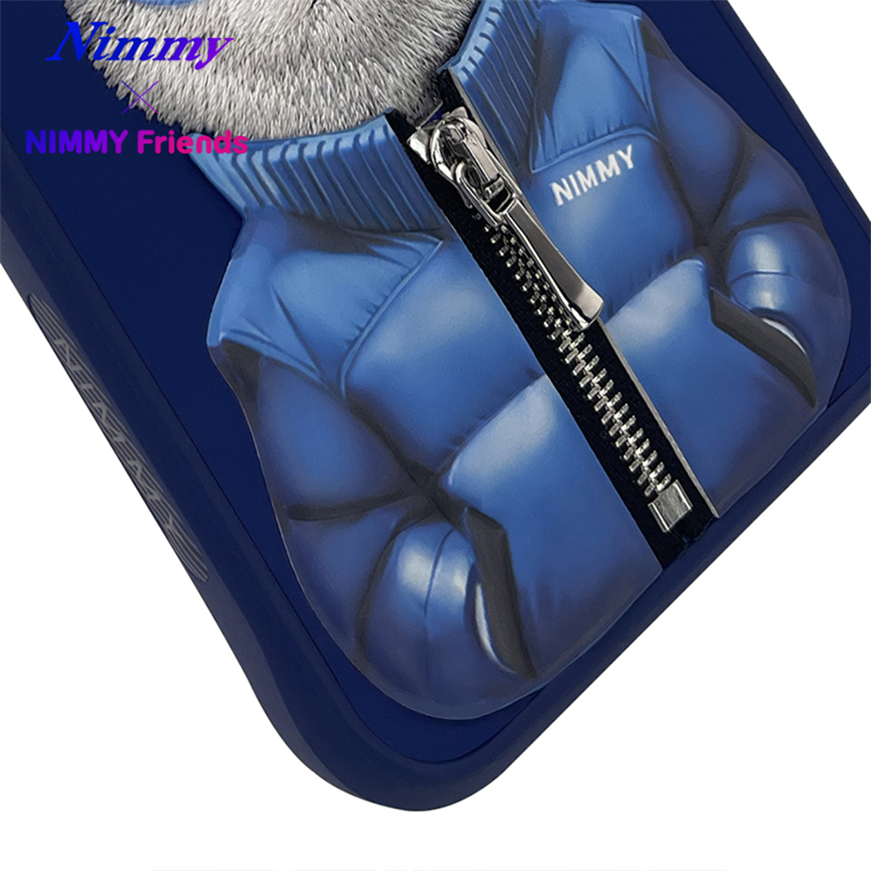 NIMMY iPhone 14 Pro Parlak Zemin Üstüne Gerçek Nakış İşlemeli Gözlük Mont Detaylı 3D Animal Little Hipster Man Kılıf