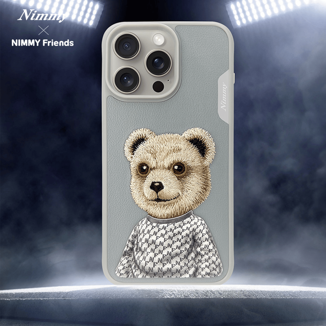 NIMMY Samsung S23 Ultra 3D Suni Deri Gerçek Nakış İşleme Kıyafet Kabartmalı Fashion Pet Ayı Kılıf