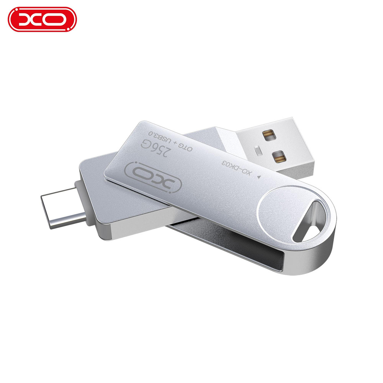 XO DK03 256 GB USB-A TYPE-C (USB-C) Bilgisayar Telefon Uyumlu Metal 2 in 1 USB Flash Bellek 