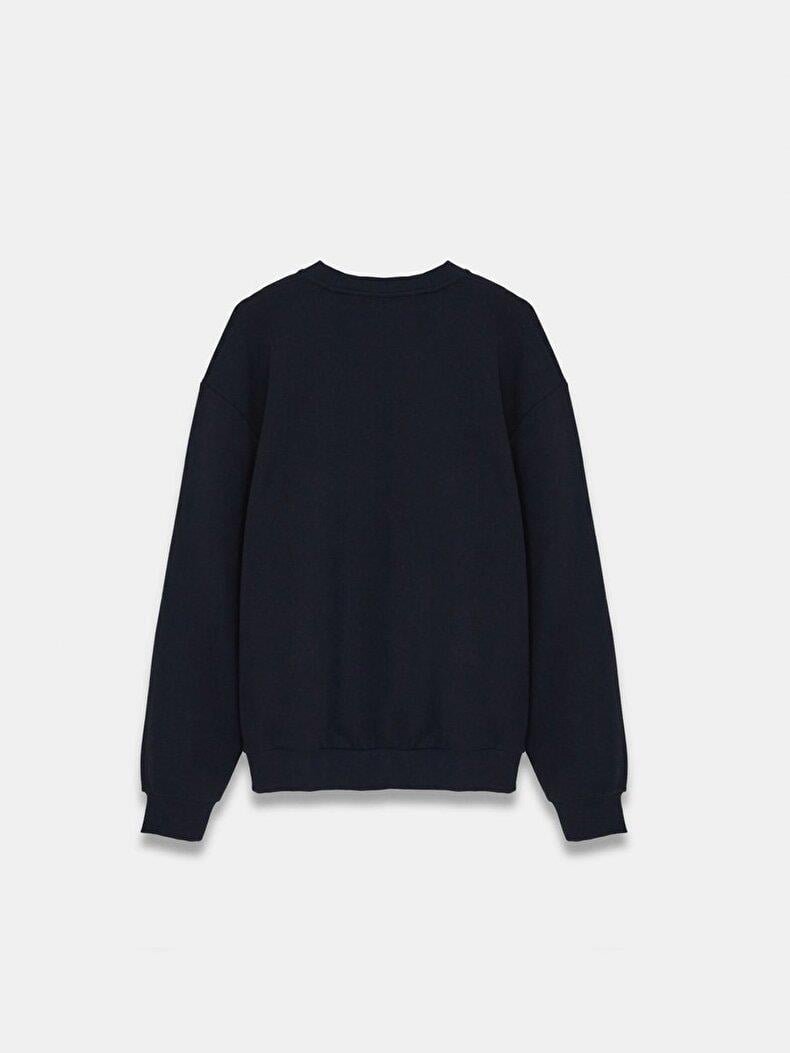 LTB LESAFA Baskılı Sıfır Yaka Uzun Kollu Relaxed Fit Siyah SweatshırtLittle Big11258608960069-3986