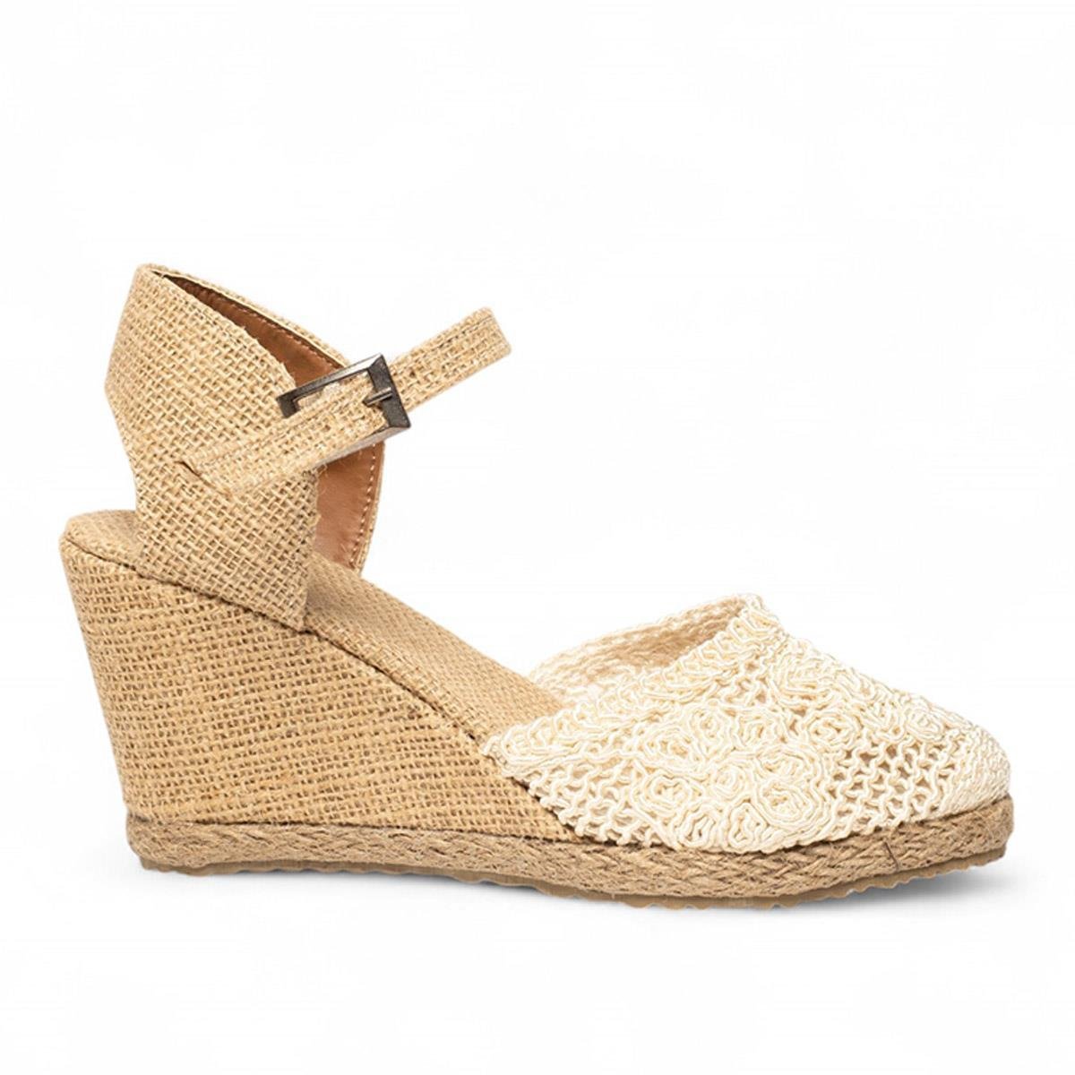Genel Zenne Espadril Dolgu Topuk 120-7 Örgü Ekru