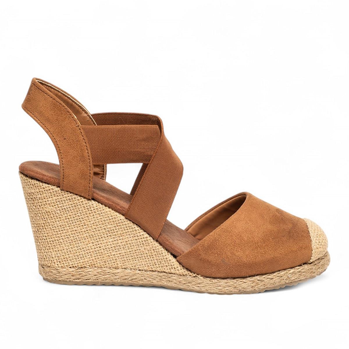 Genel Zenne Sandalet Dolgu Topuk 120-4 Süet Taba
