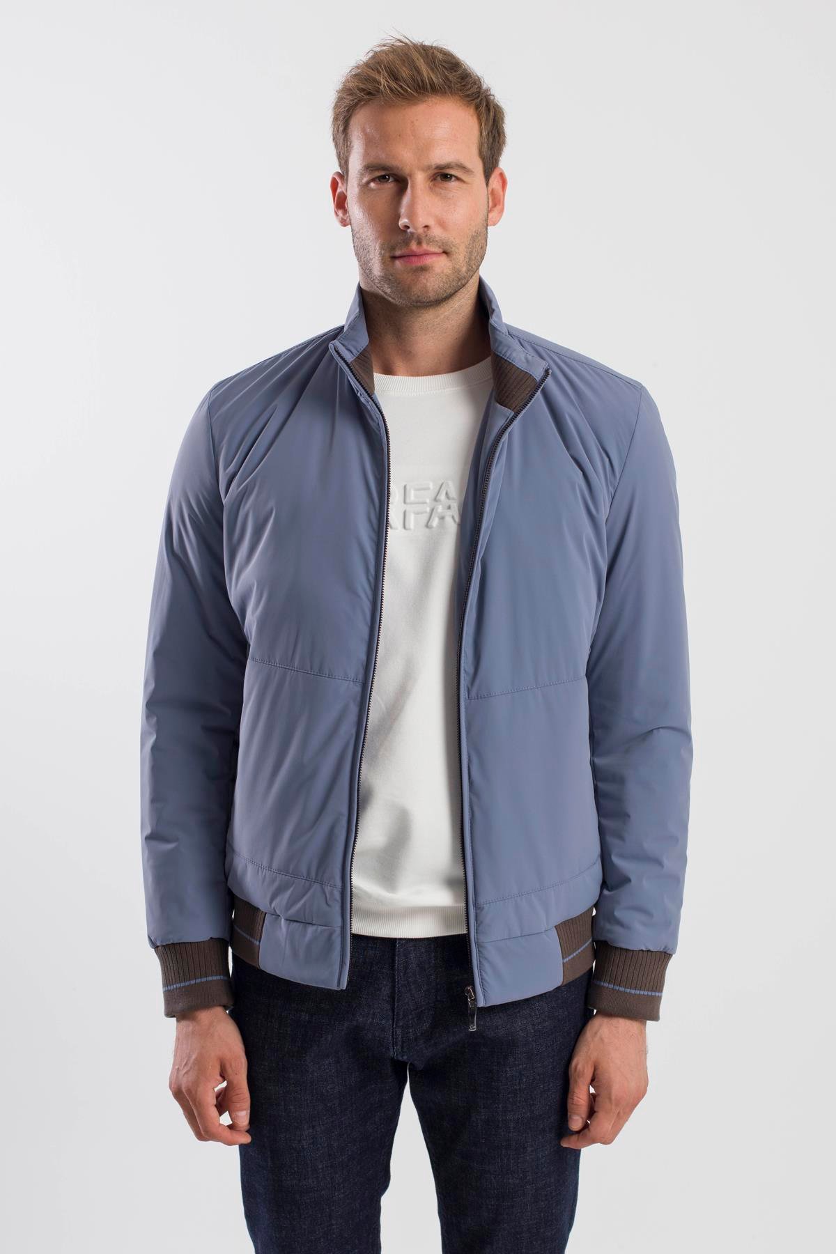 Mavi Comfort Fit Dik Yaka Mont