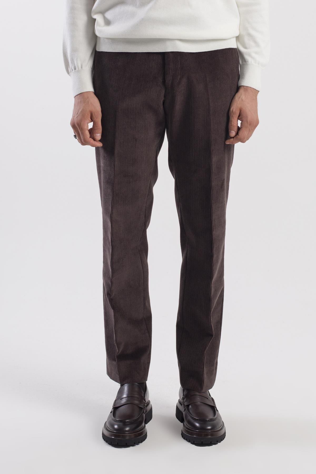 Kahve Regular Fit %100 Pamuk Kadife Pantolon