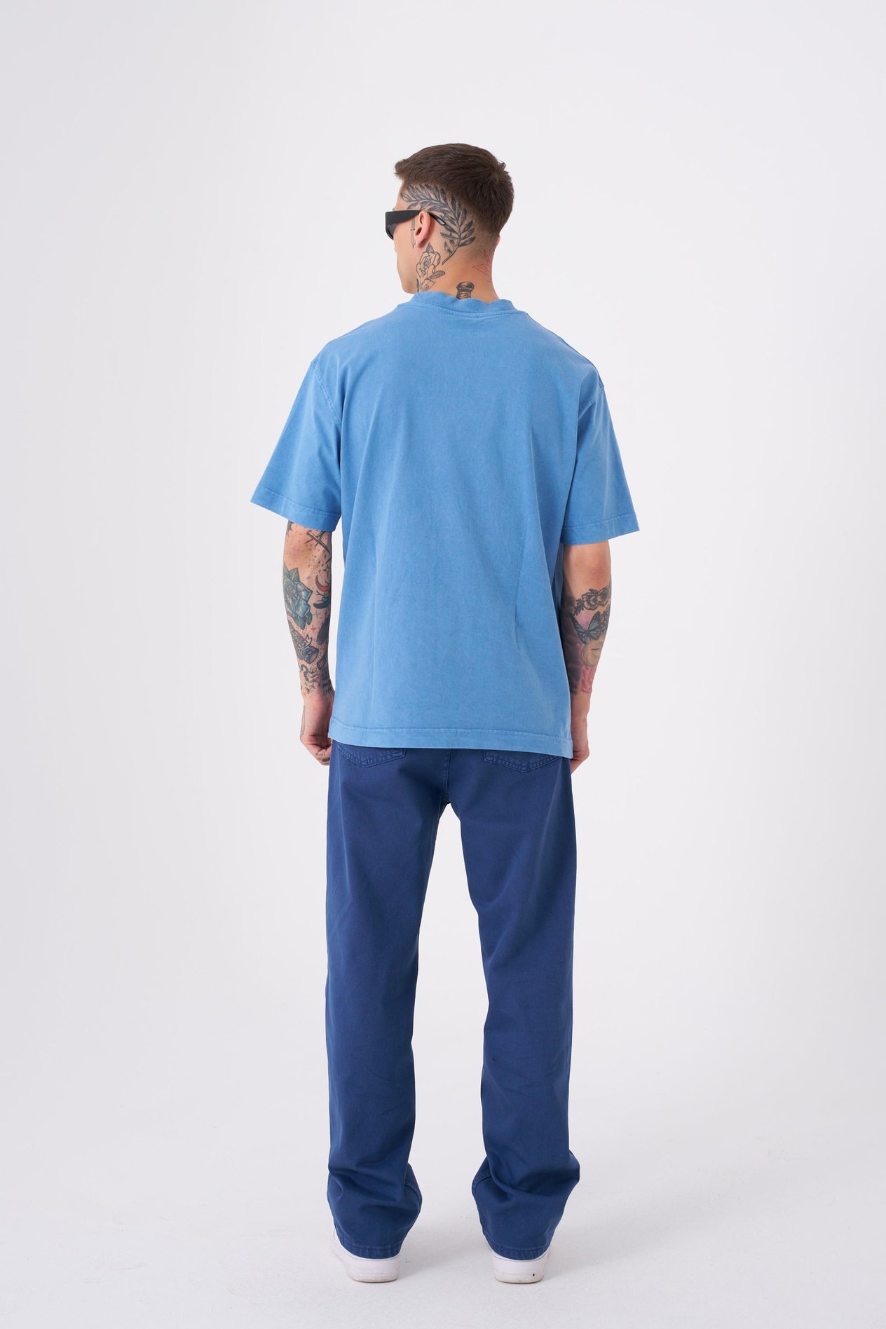 Dyed Baggy Gabardin Jeans Pantolon Lacivert