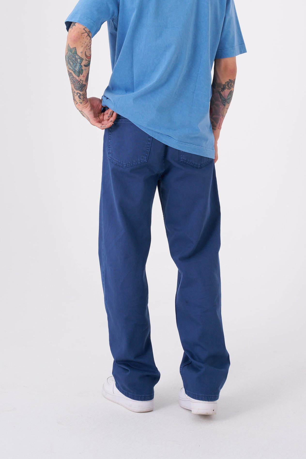 Dyed Baggy Gabardin Jeans Pantolon Lacivert