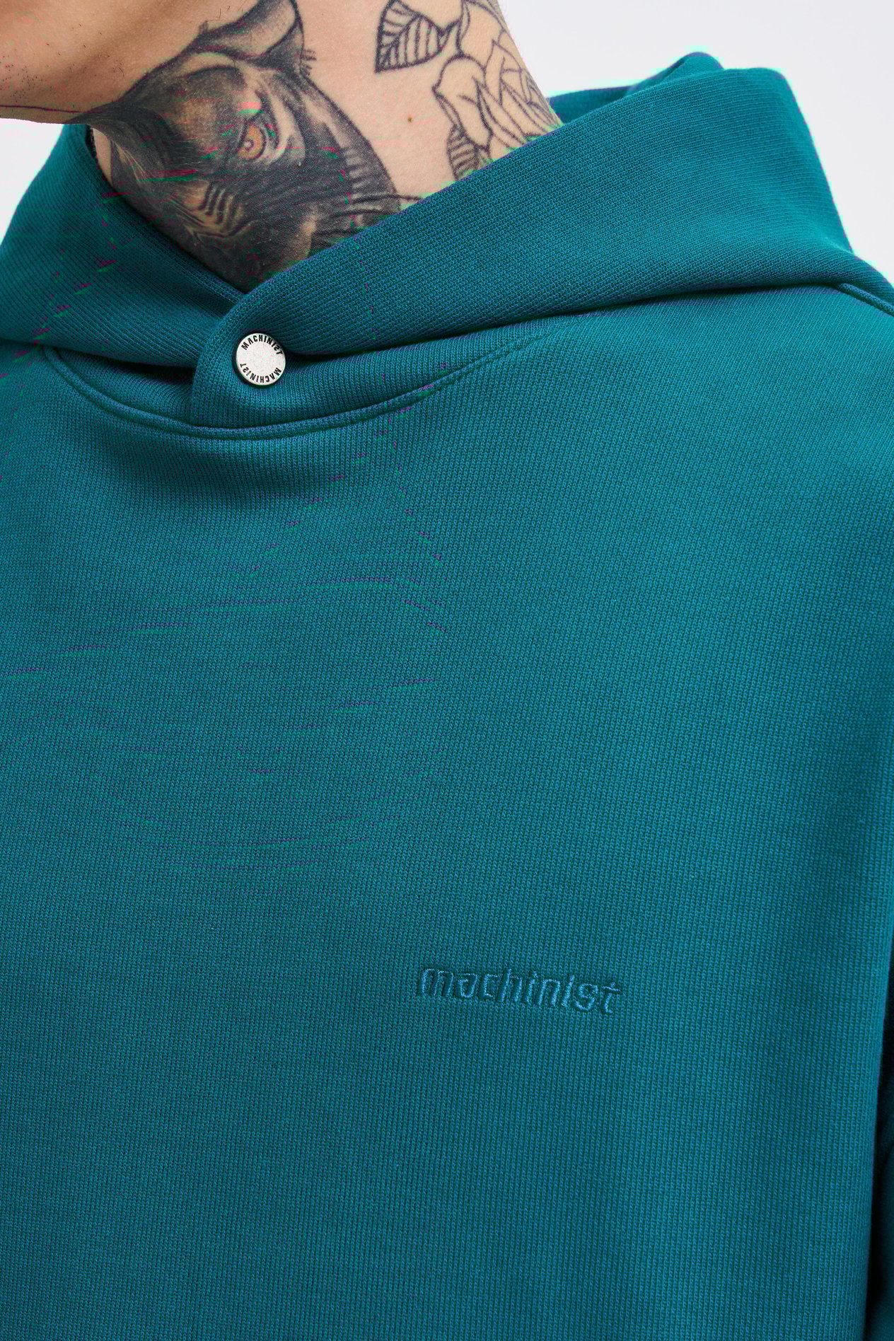 Erkek Basic Diyagonel Hoodie OIL GREEN