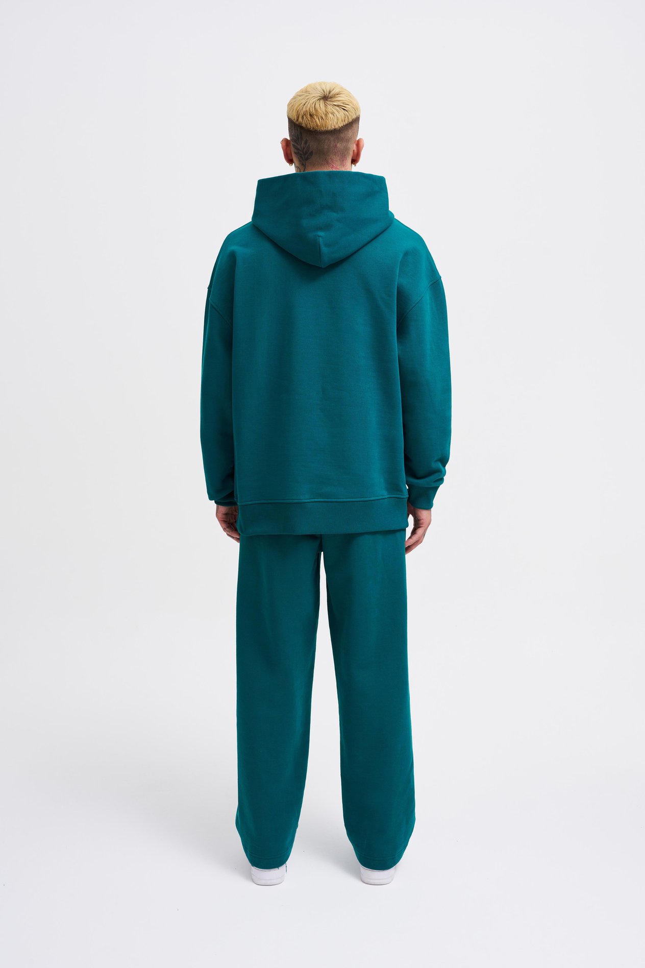 Erkek Basic Diyagonel Hoodie OIL GREEN