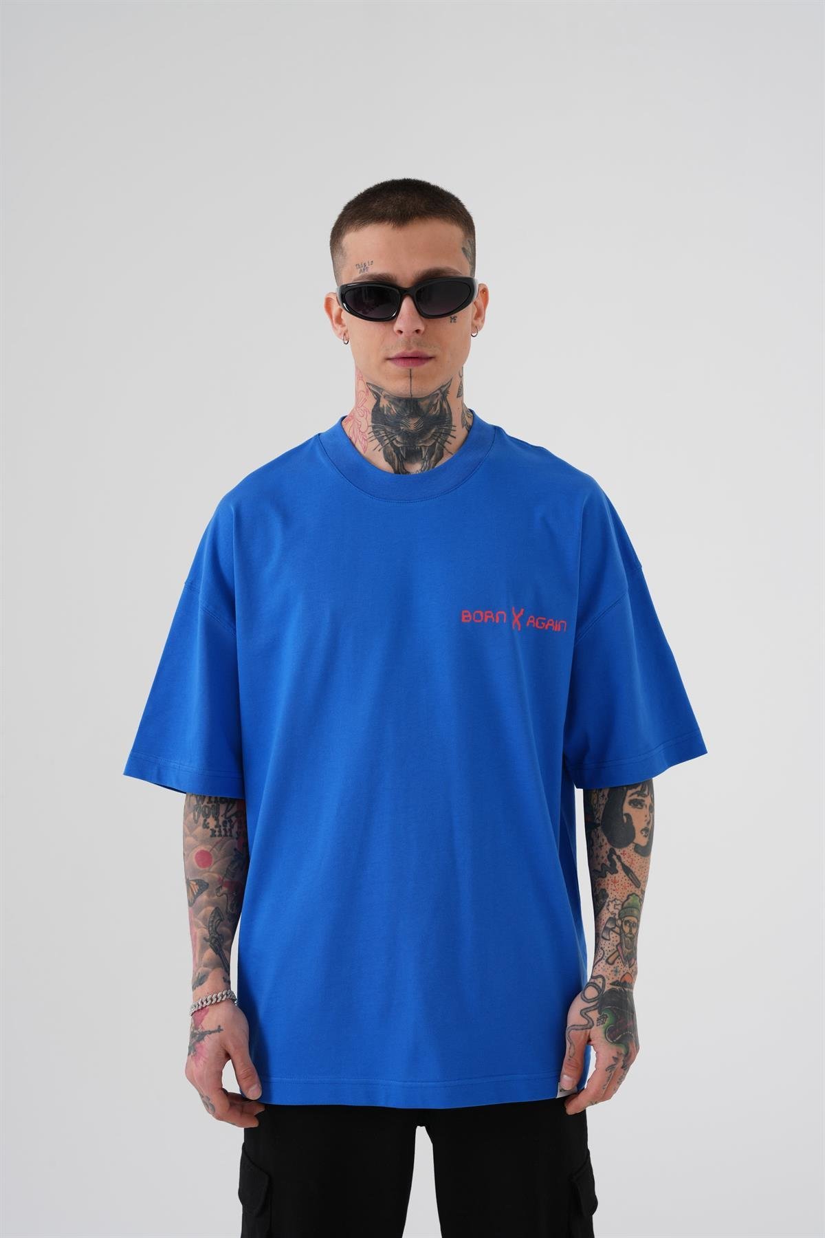 OVERSIZE MCHNST LOVE BASKILI T-SHIRT SOFT BLUE