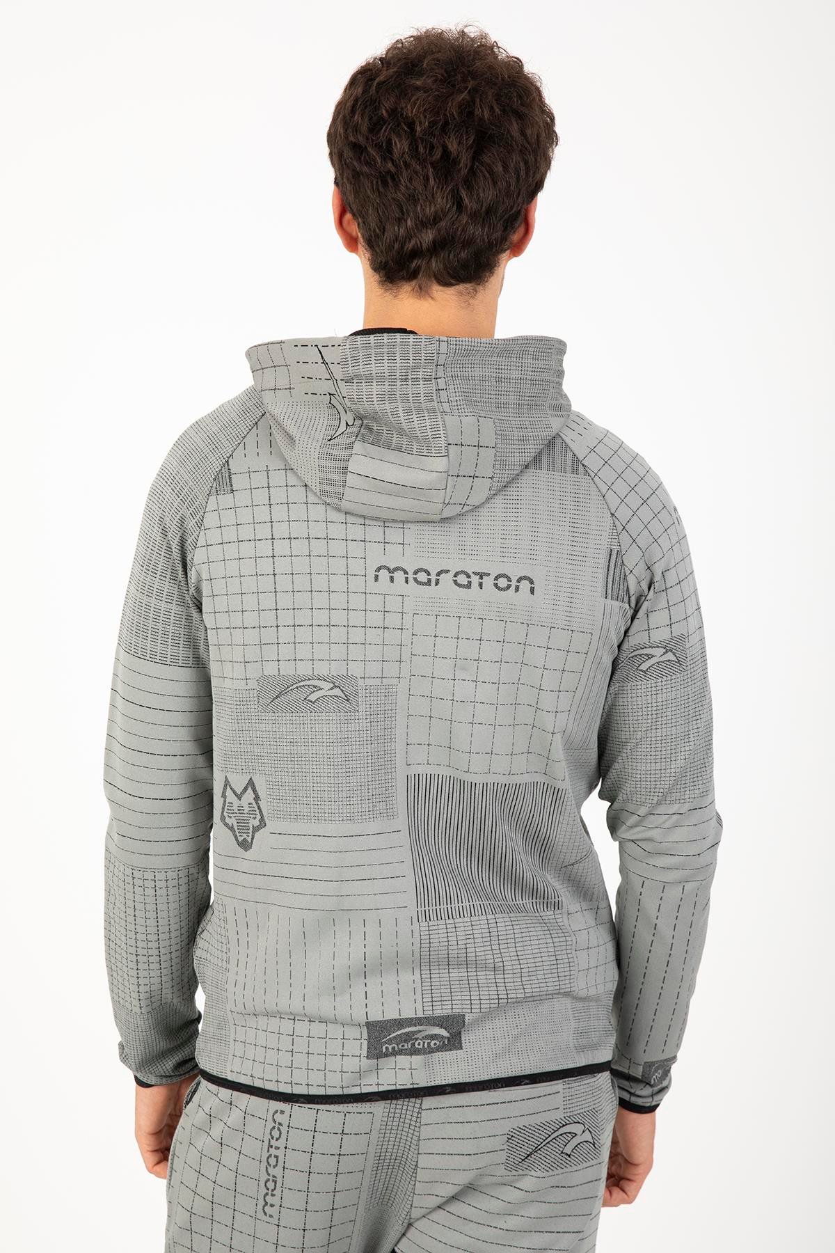 Maraton Active Regular Erkek Kapşonlu  Uzun Kol Basic Eşofman Üstü 825015