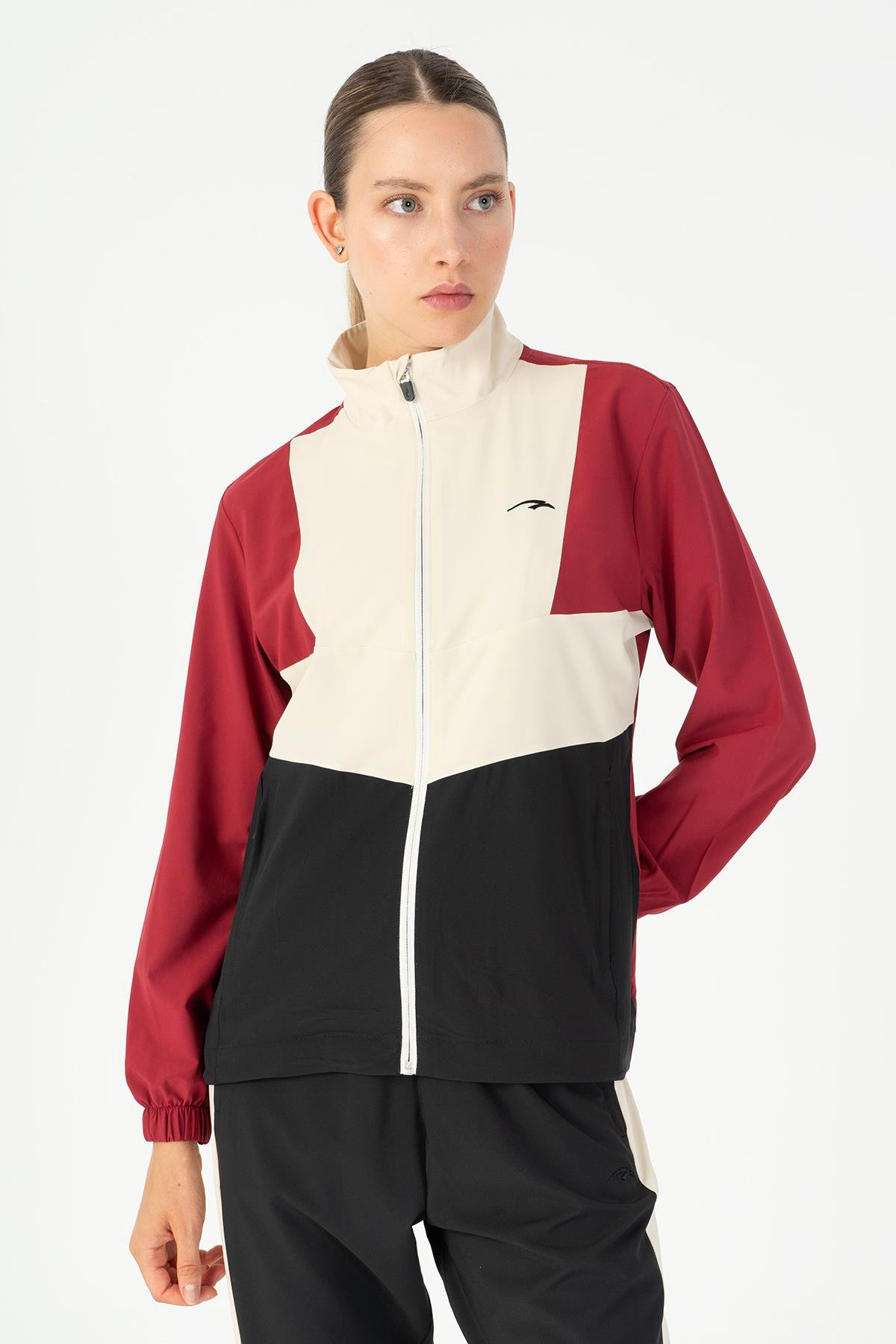 Maraton Active Regular Kadın Dik Yaka  Takma Kol Fitness  Tracktop 22192