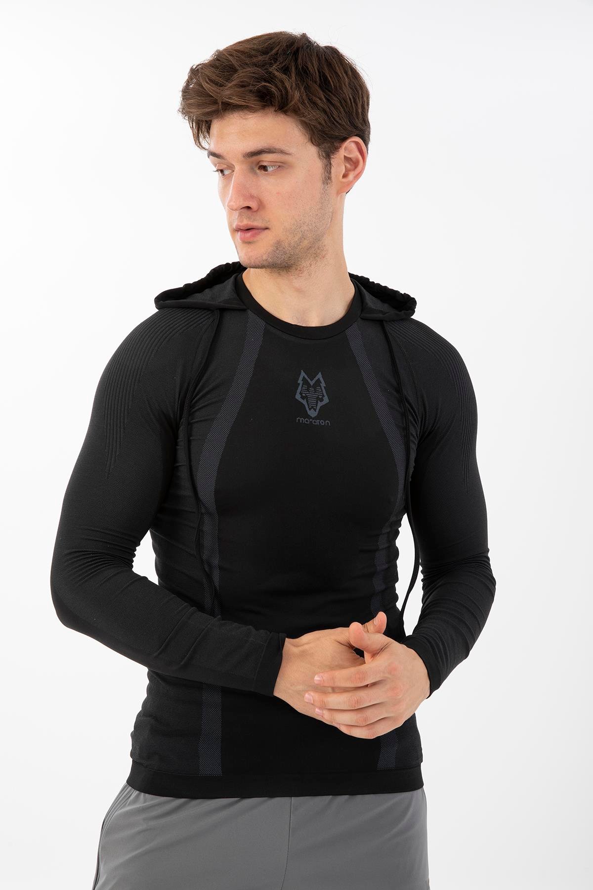 Maraton Active SlimFit Erkek Kapşonlu  Uzun Kol Koşu Sweatshirt 826029