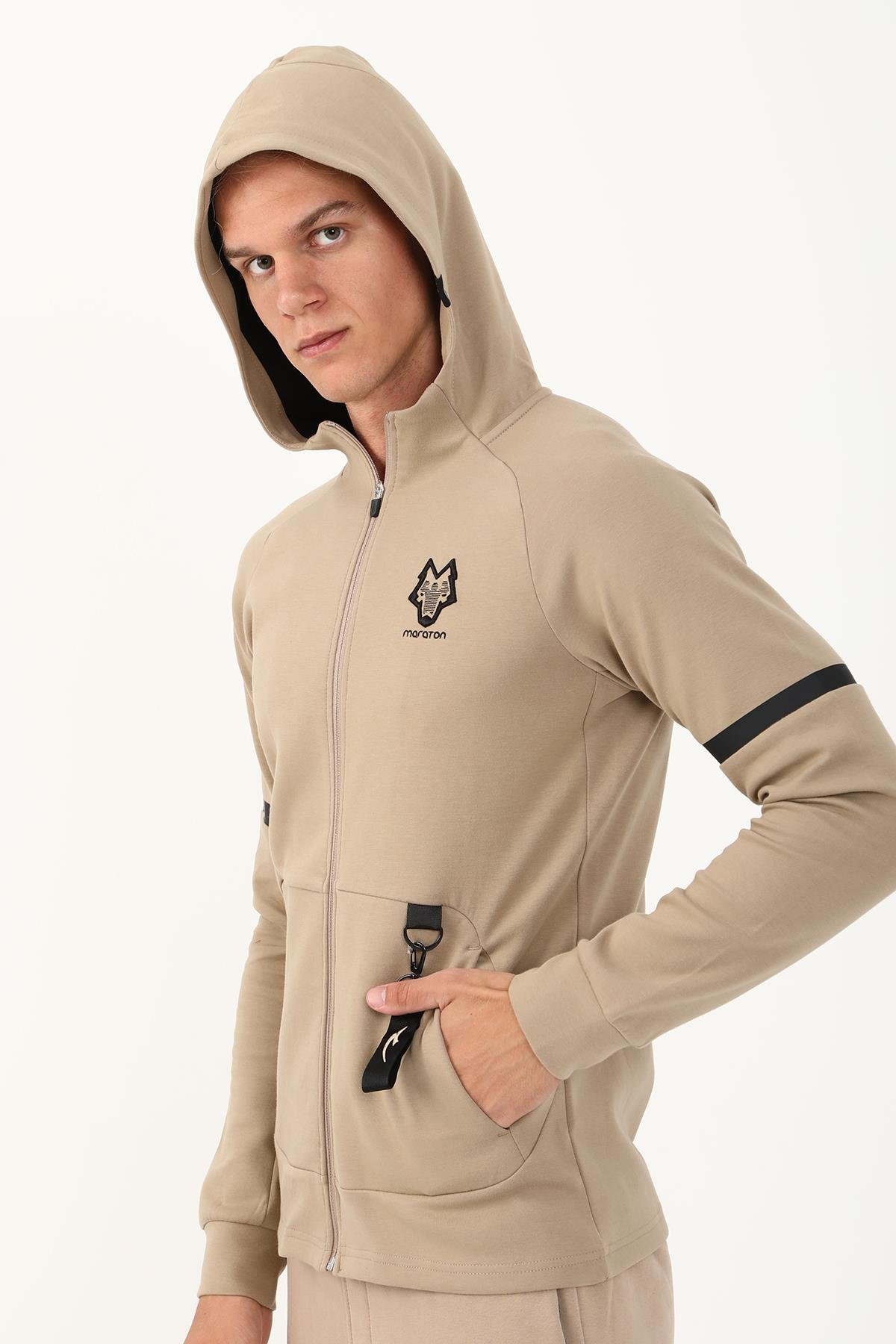 Maraton Active SlimFit Erkek Kapşonlu  Uzun Kol Gym Eşofman Üstü 19856