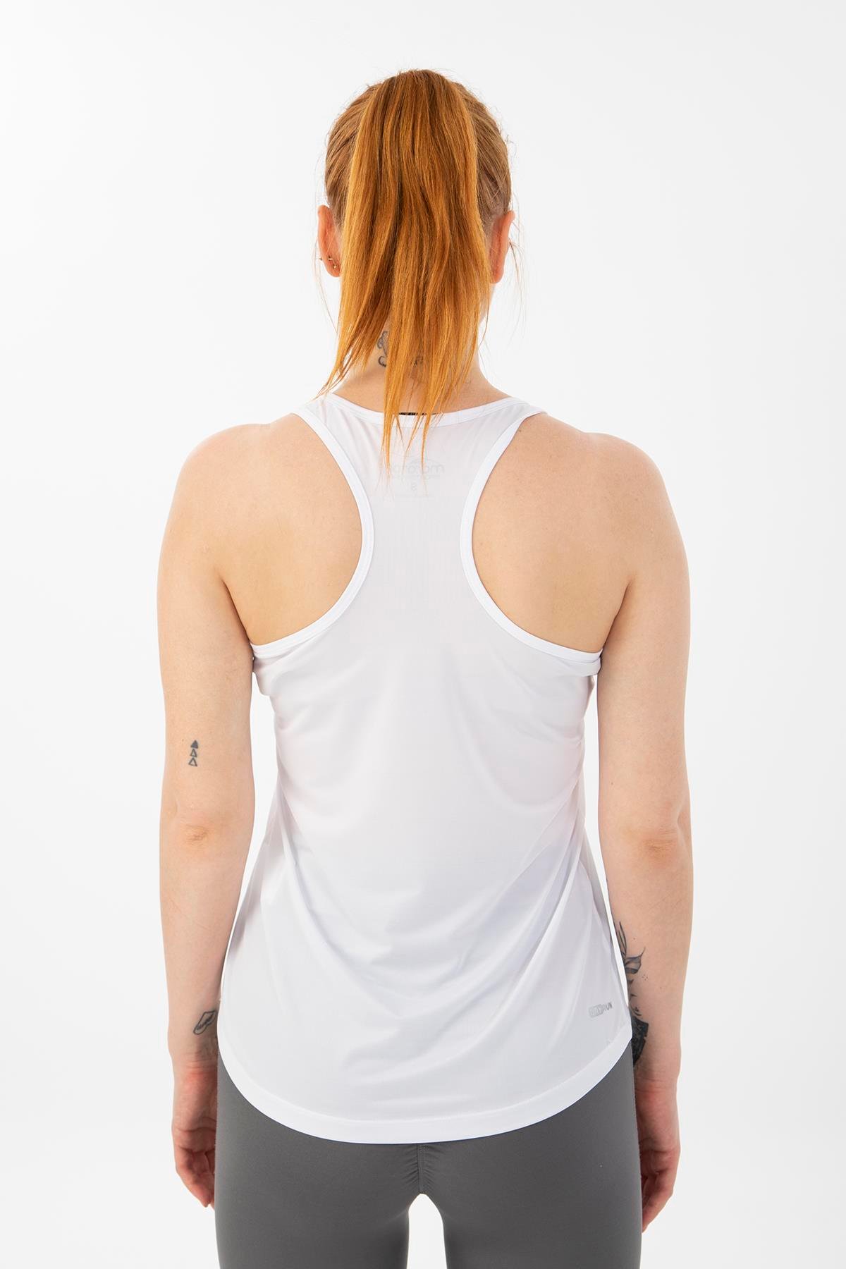 Maraton Active SlimFit Kadın Atlet Yaka  Kolsuz Training Beyaz Atlet 21155