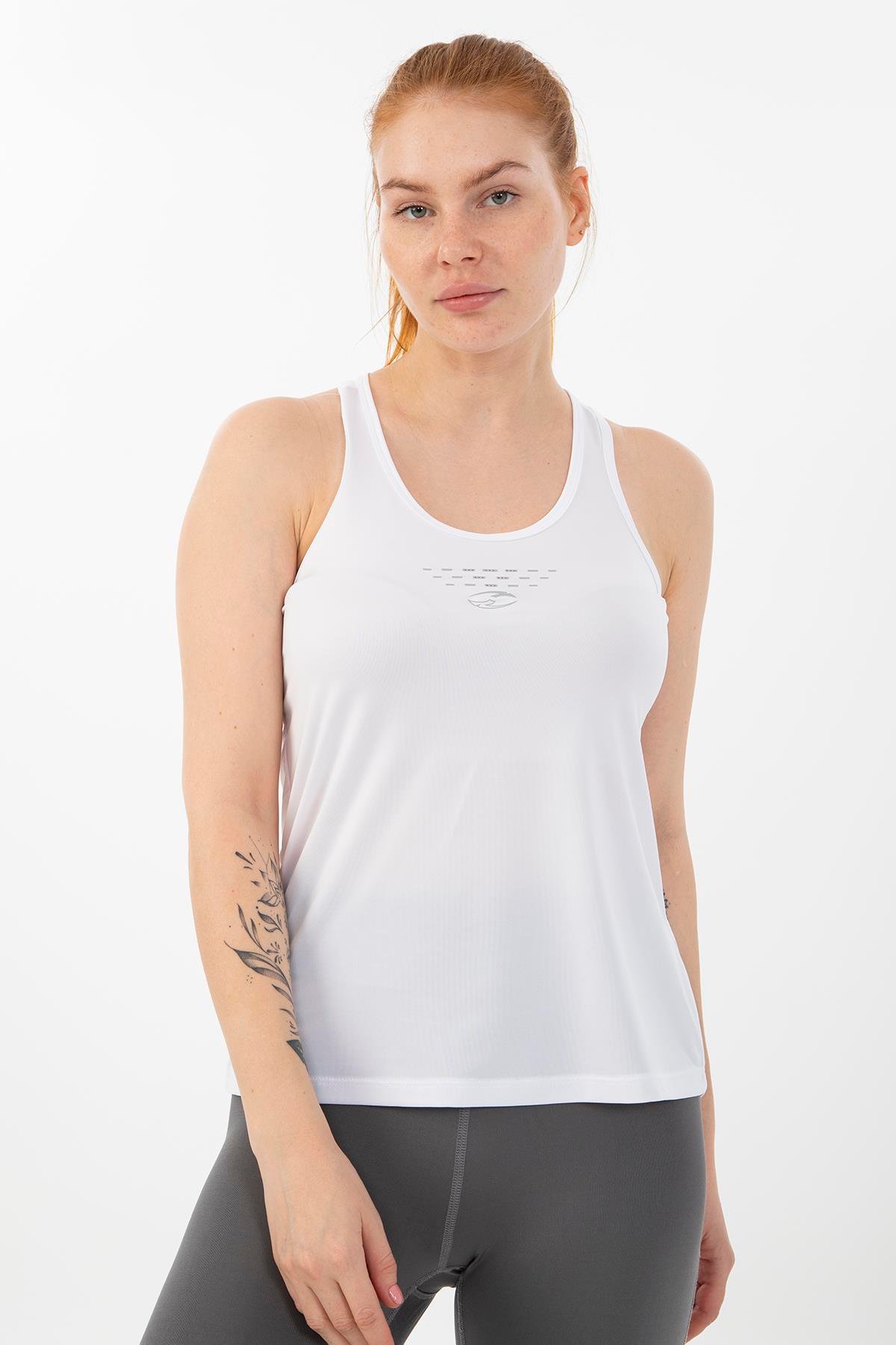 Maraton Active SlimFit Kadın Atlet Yaka  Kolsuz Training Beyaz Atlet 21155