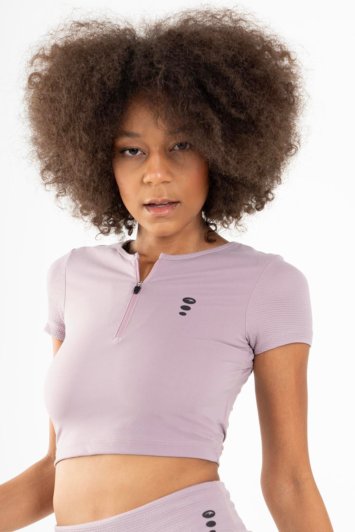 Maraton Active SlimFit Kadın Bisiklet Yaka  Kısa Kol Fitness Crop Top 21973