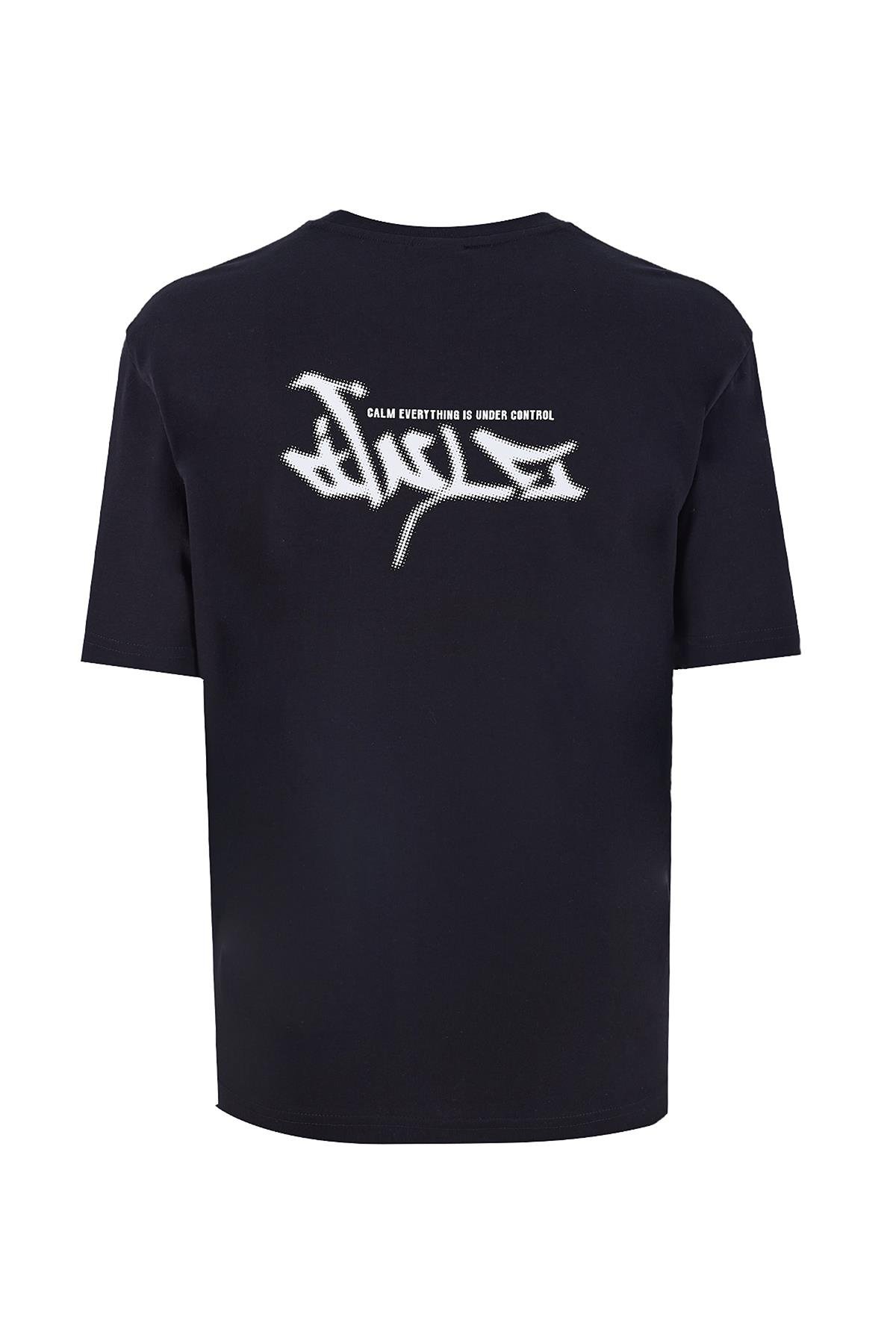 Maraton CASUAL BOXY Erkek Bisiklet Yaka  Kısa Kol HYPE Siyah T-shirt 23929