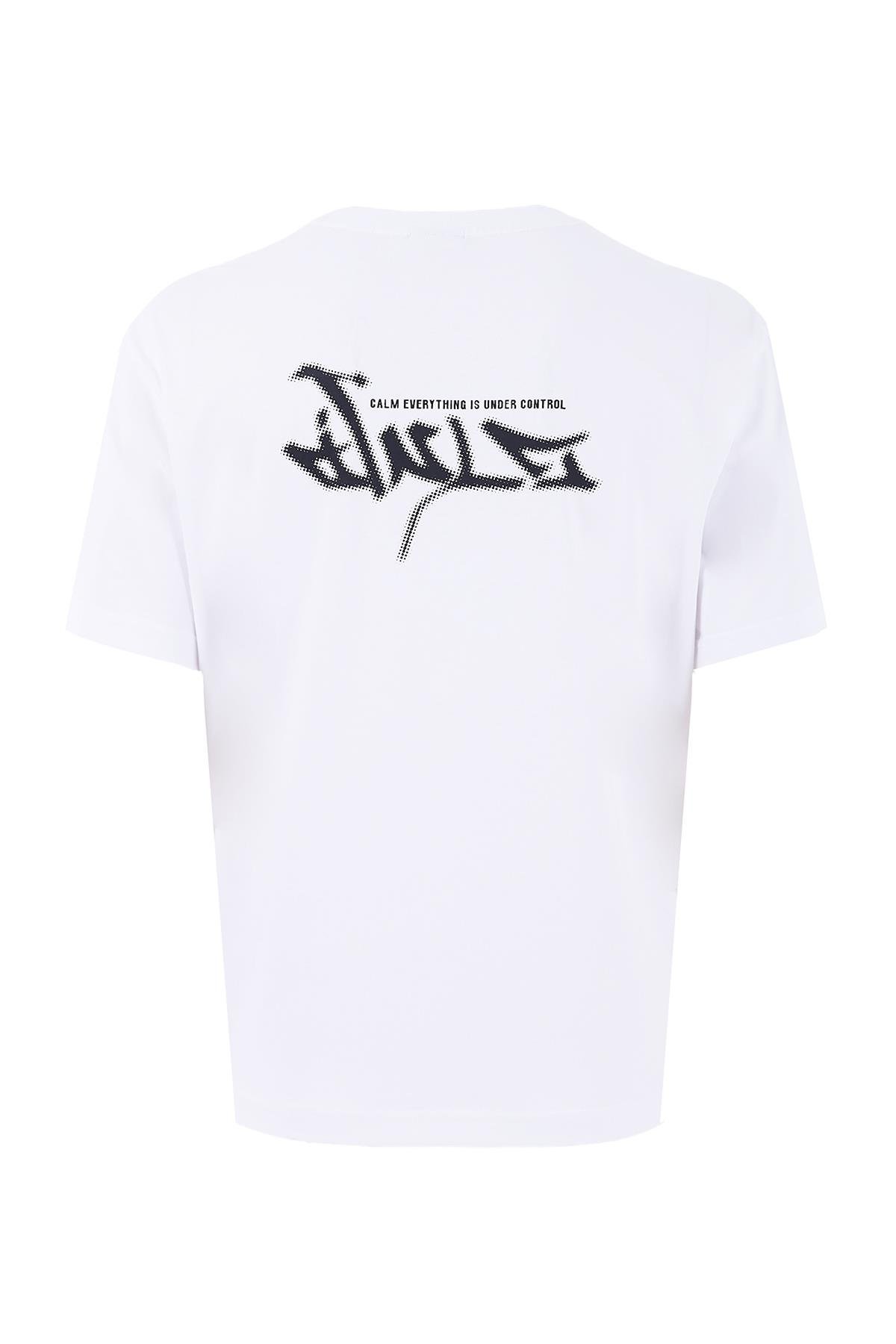 Maraton CASUAL BOXY Erkek Bisiklet Yaka  Kısa Kol HYPE Beyaz T-shirt 23929