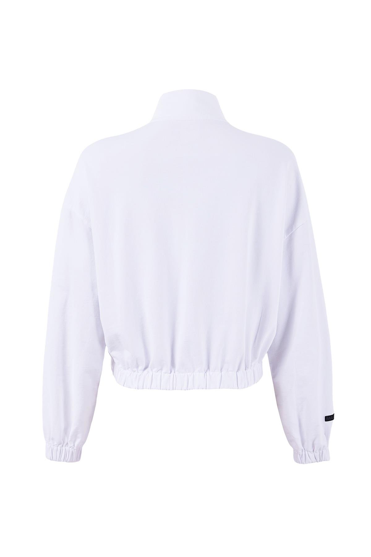 Maraton CASUAL Comfort Kadın Dik Yaka  Düşük Kol HYPE Beyaz Eşofman Üstü 23958