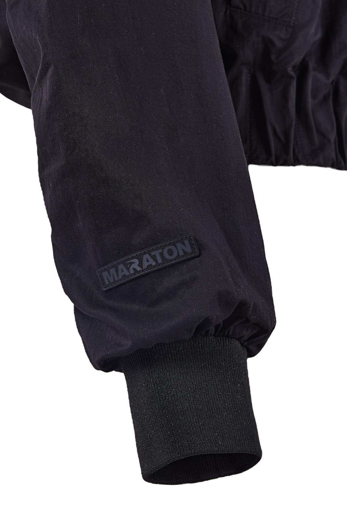 Maraton CASUAL Comfort Kadın Hakim Yaka  Takma Kol HYPE Siyah Eşofman Üstü 23818