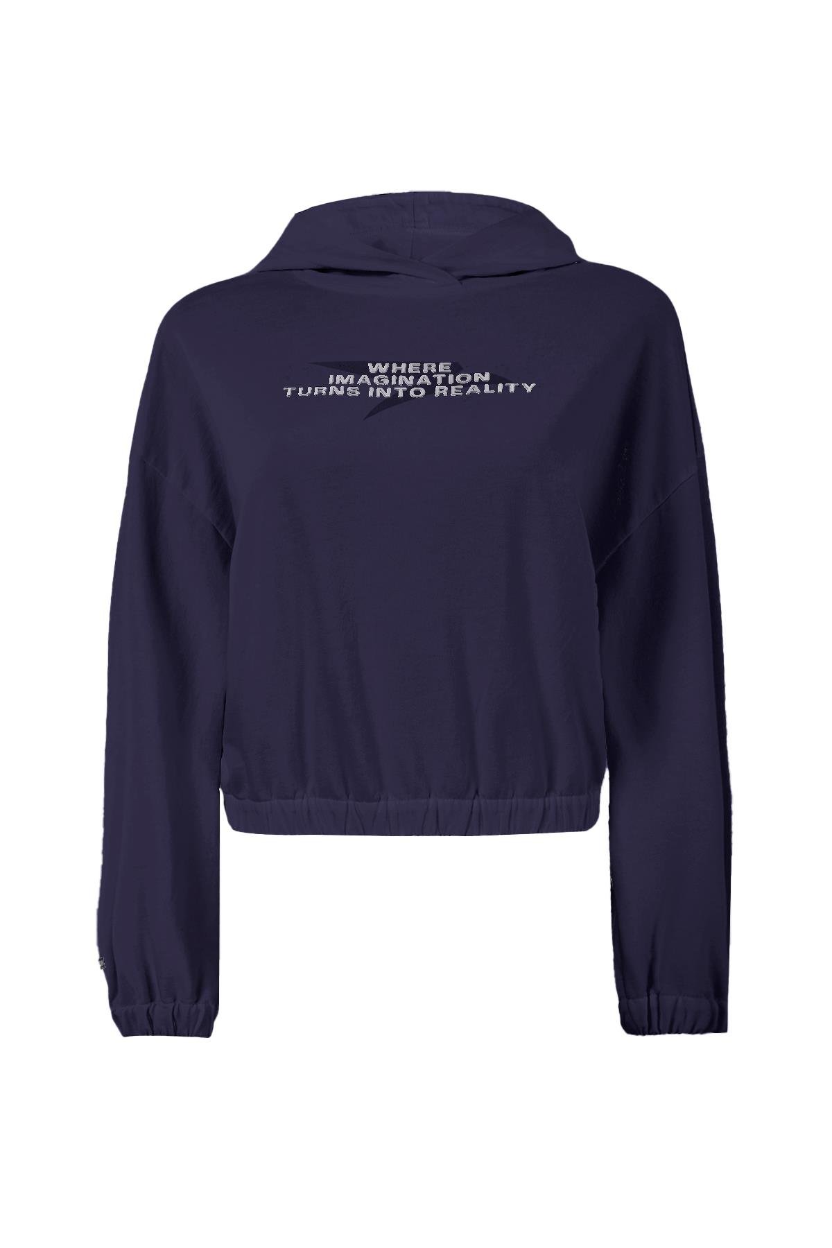 Maraton CASUAL Comfort Kadın Kapşonlu  Düşük Kol HYPE  Sweatshirt 23870
