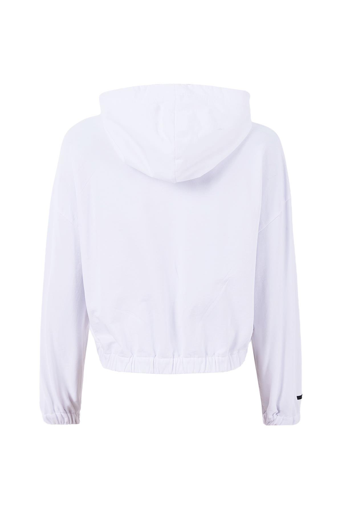 Maraton CASUAL Comfort Kadın Kapşonlu  Düşük Kol HYPE Beyaz Sweatshirt 23870