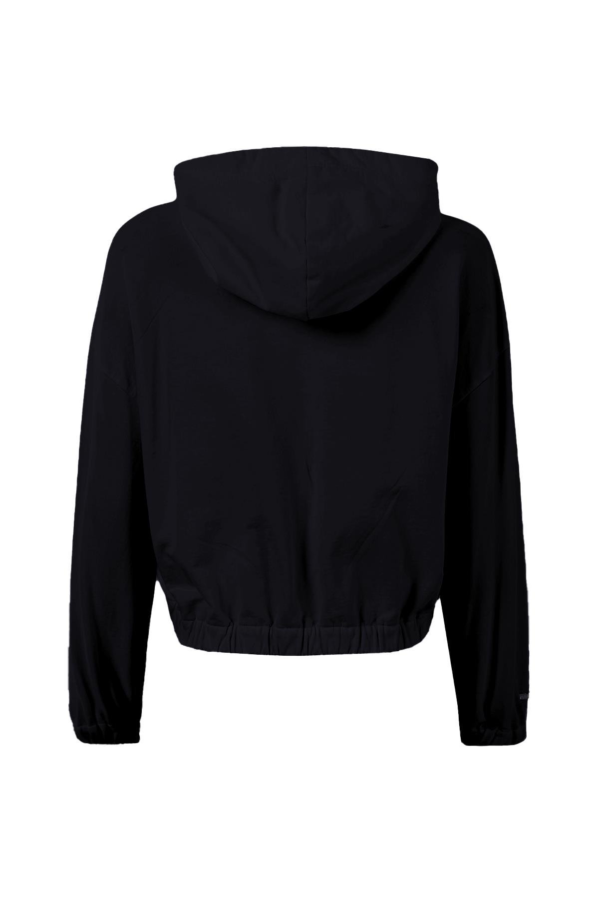 Maraton CASUAL Comfort Kadın Kapşonlu  Düşük Kol HYPE Siyah Sweatshirt 23870