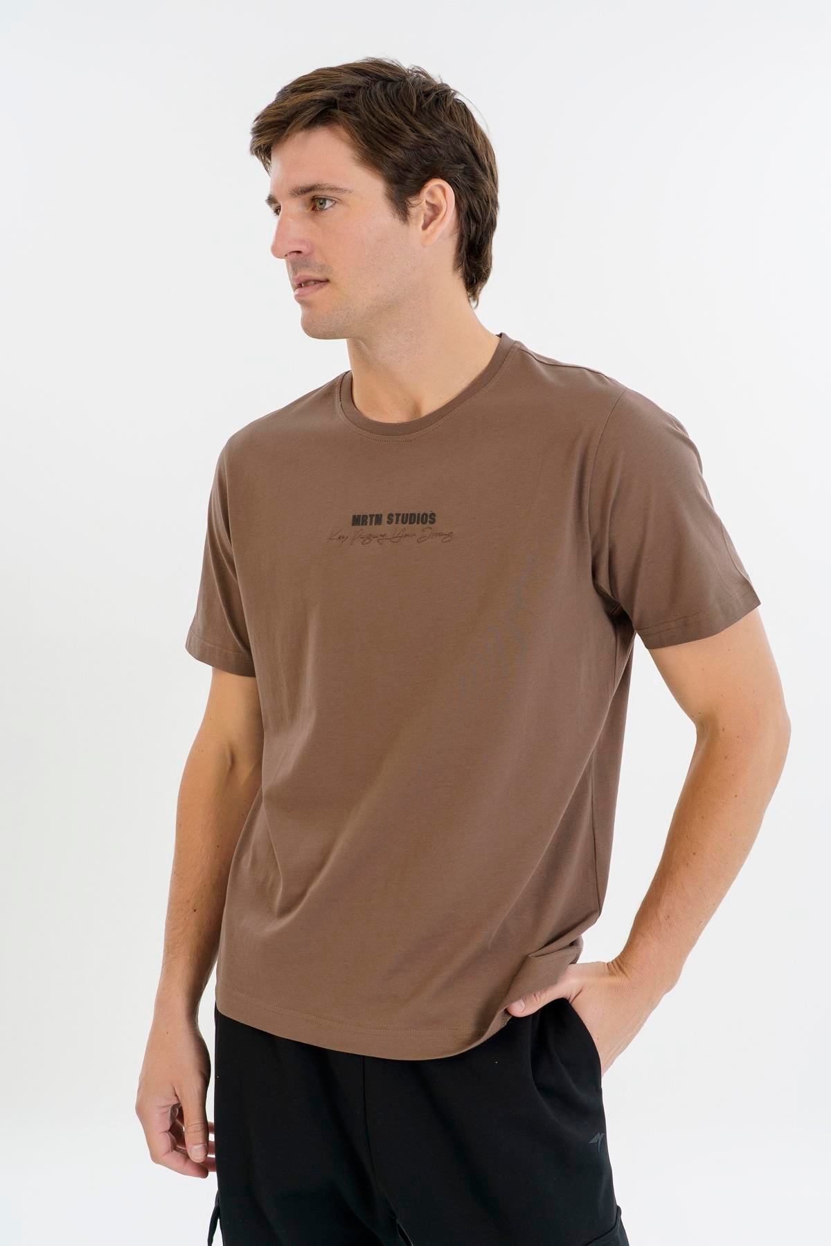Maraton Comfort Erkek Bisiklet Yaka  Reglan Kol Kakao T-shirt 23513