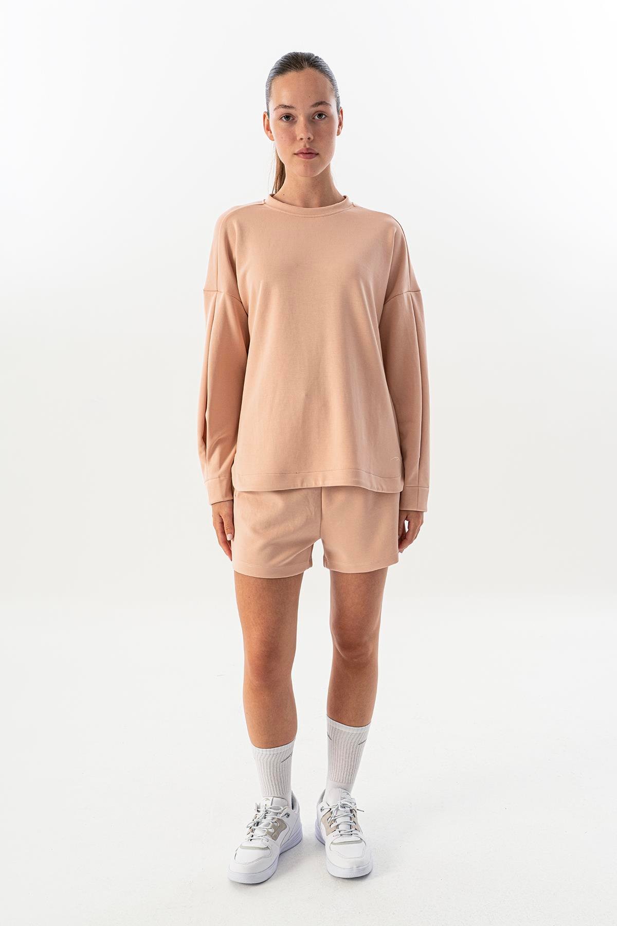 Maraton Comfort Kadın Bisiklet Yaka  Düşük Kol  Sweatshirt 23914