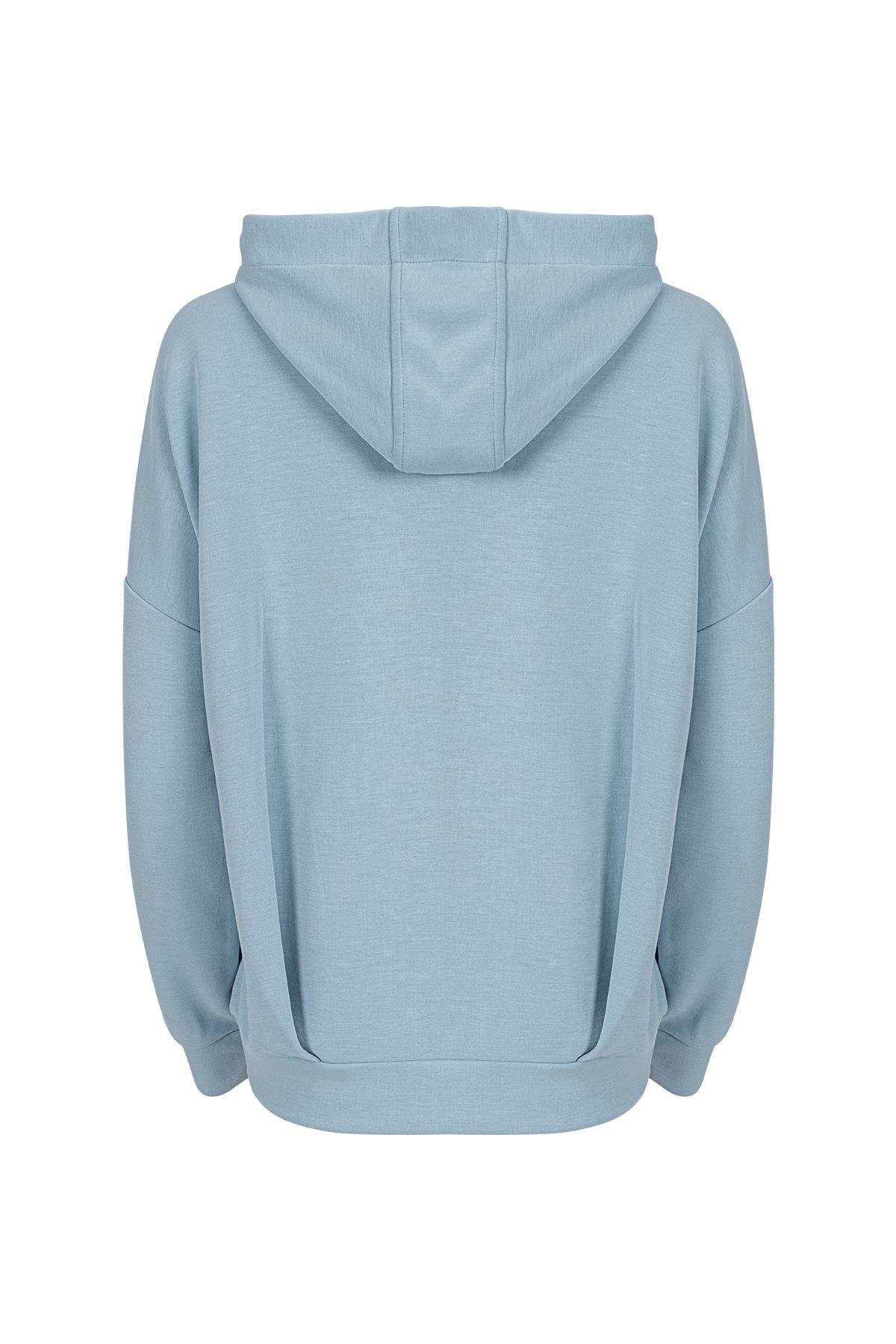 Maraton Comfort Kadın Kapşonlu  Düşük Kol  Sweatshirt 23859