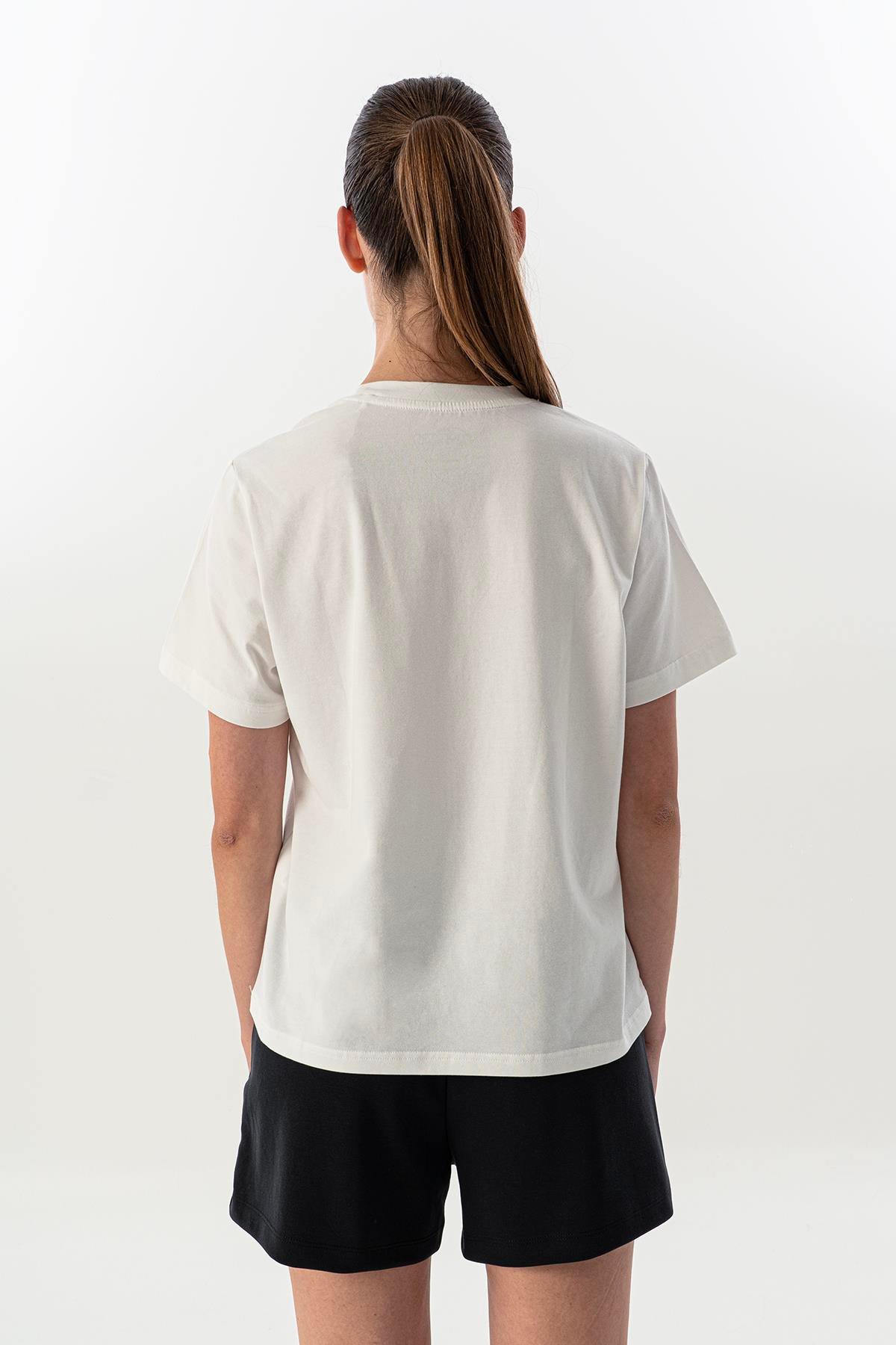 Maraton New Basic Kadın Bisiklet Yaka  Kısa Kol Beyaz T-shirt 23937