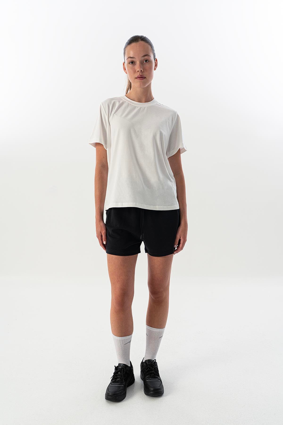Maraton New Basic Kadın Bisiklet Yaka  Kısa Kol Beyaz T-shirt 23937
