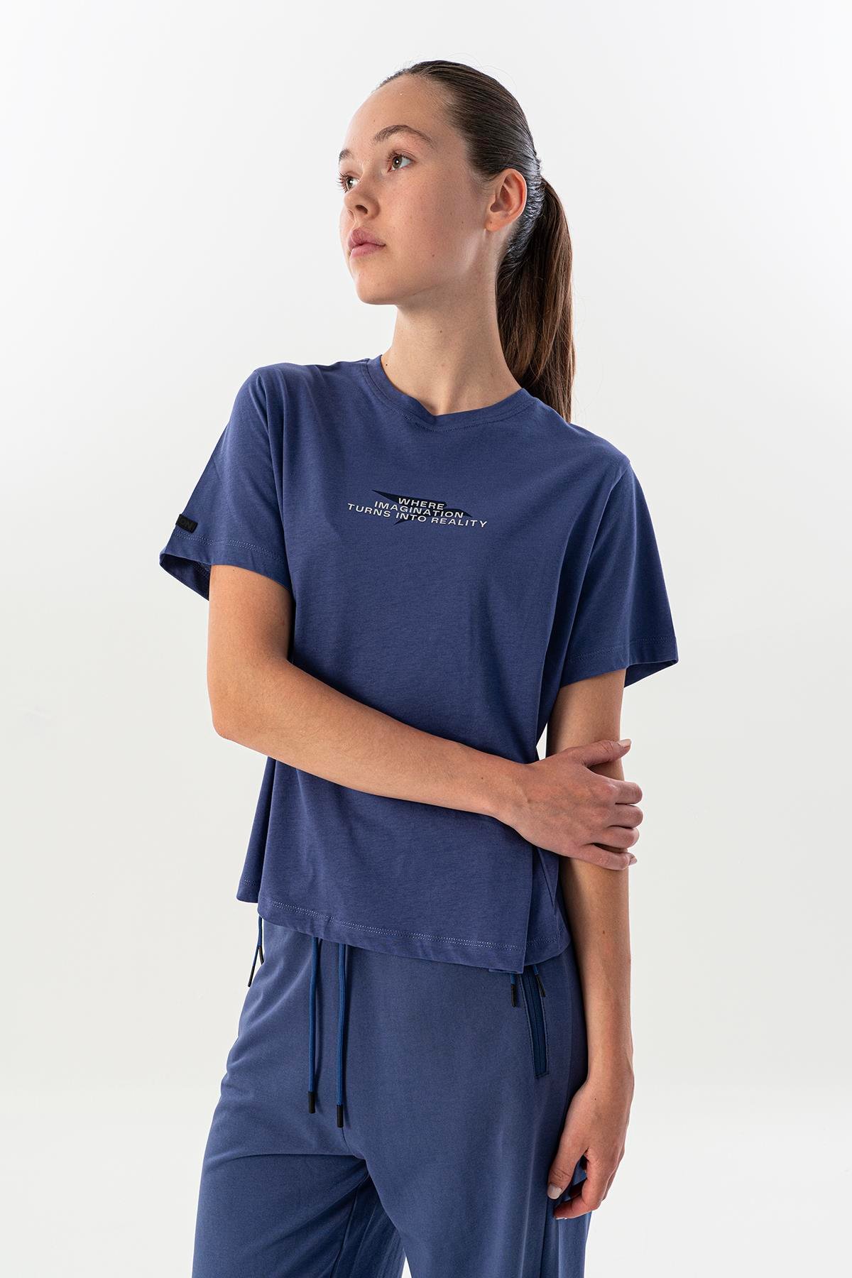 Maraton New Basic Kadın Bisiklet Yaka  Kısa Kol Mor T-shirt 23825