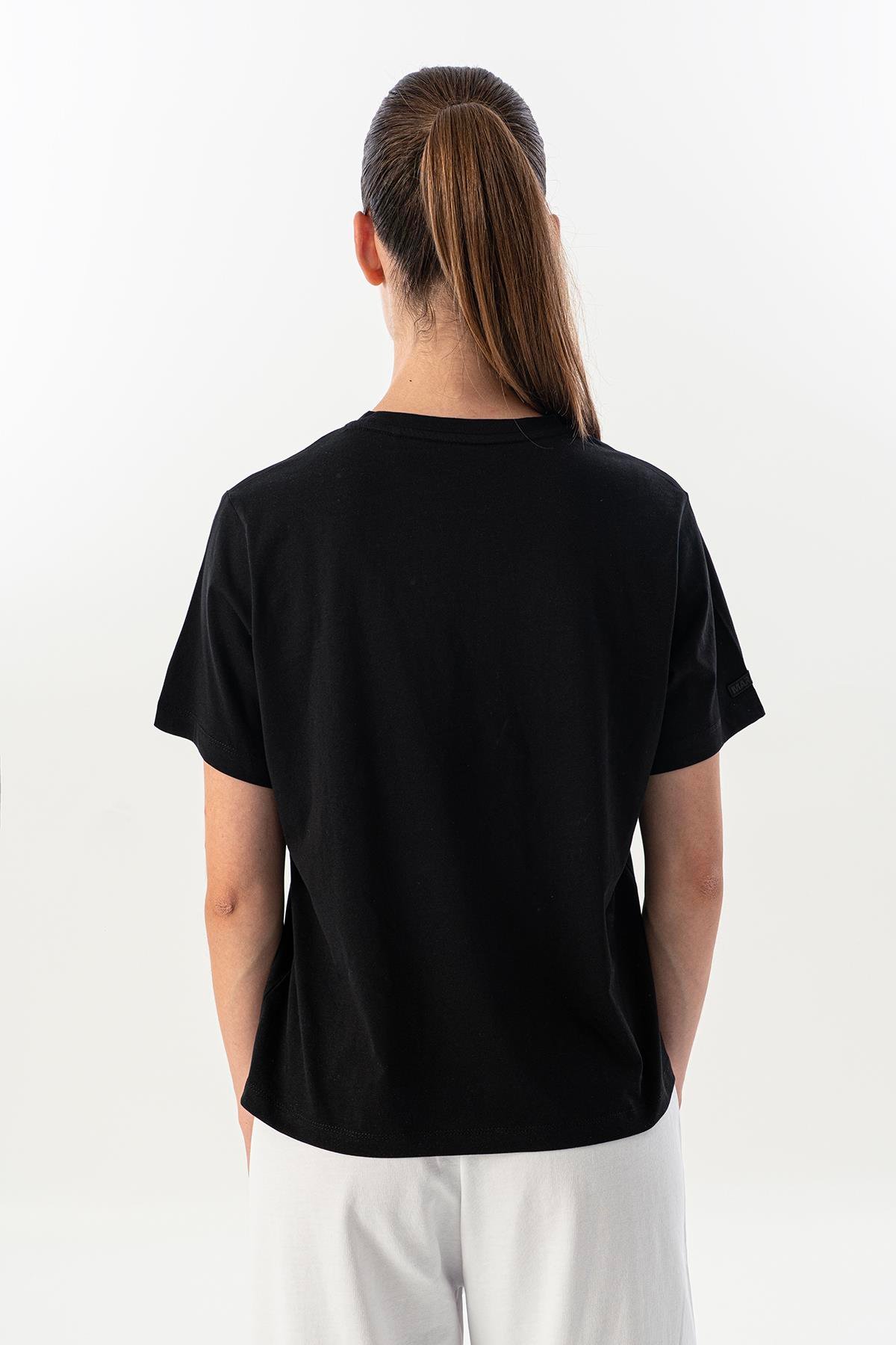 Maraton New Basic Kadın Bisiklet Yaka  Kısa Kol Siyah T-shirt 23825