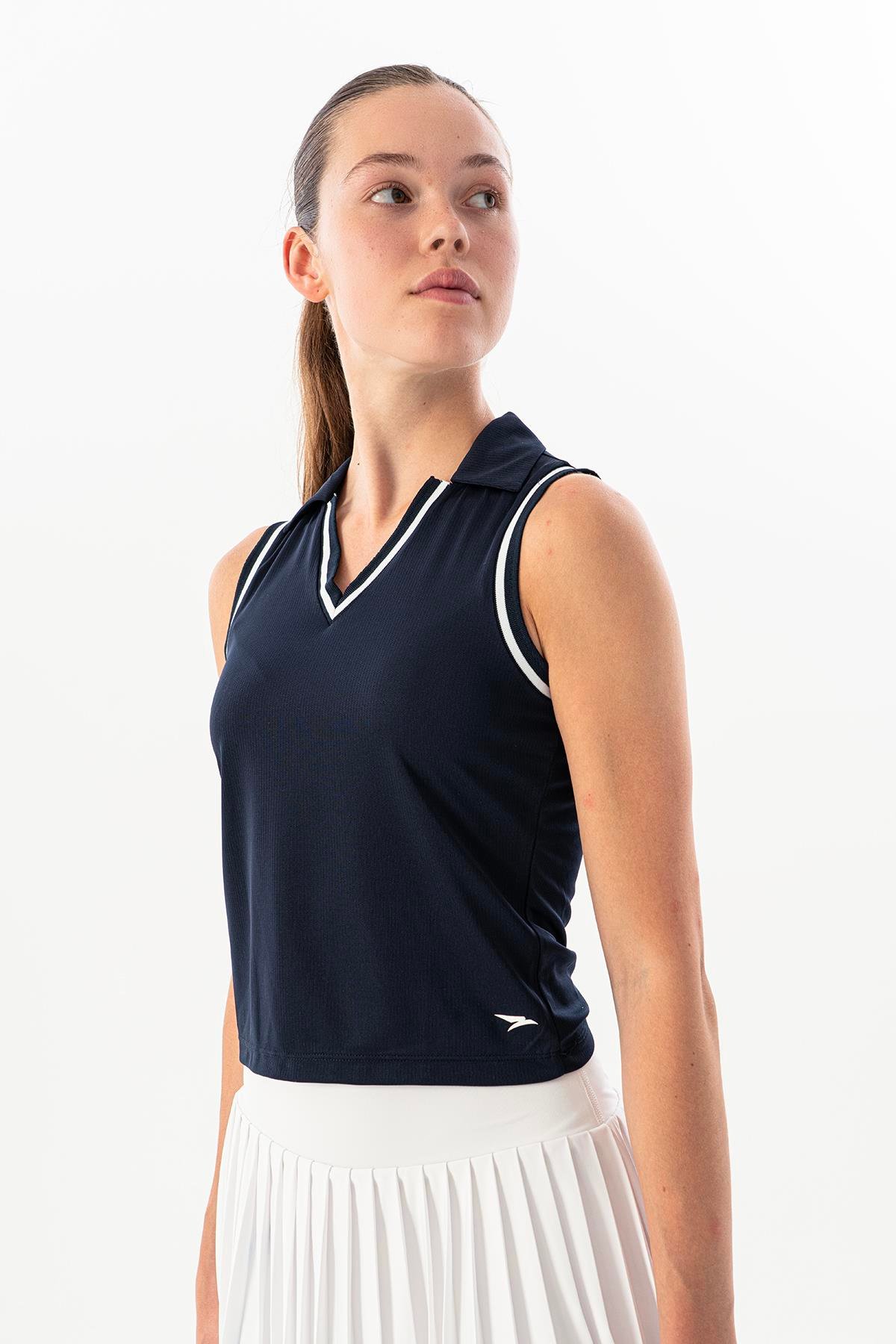 Maraton Regular Kadın AYAKSIZ YAKA  Kolsuz Navy Atlet 23841
