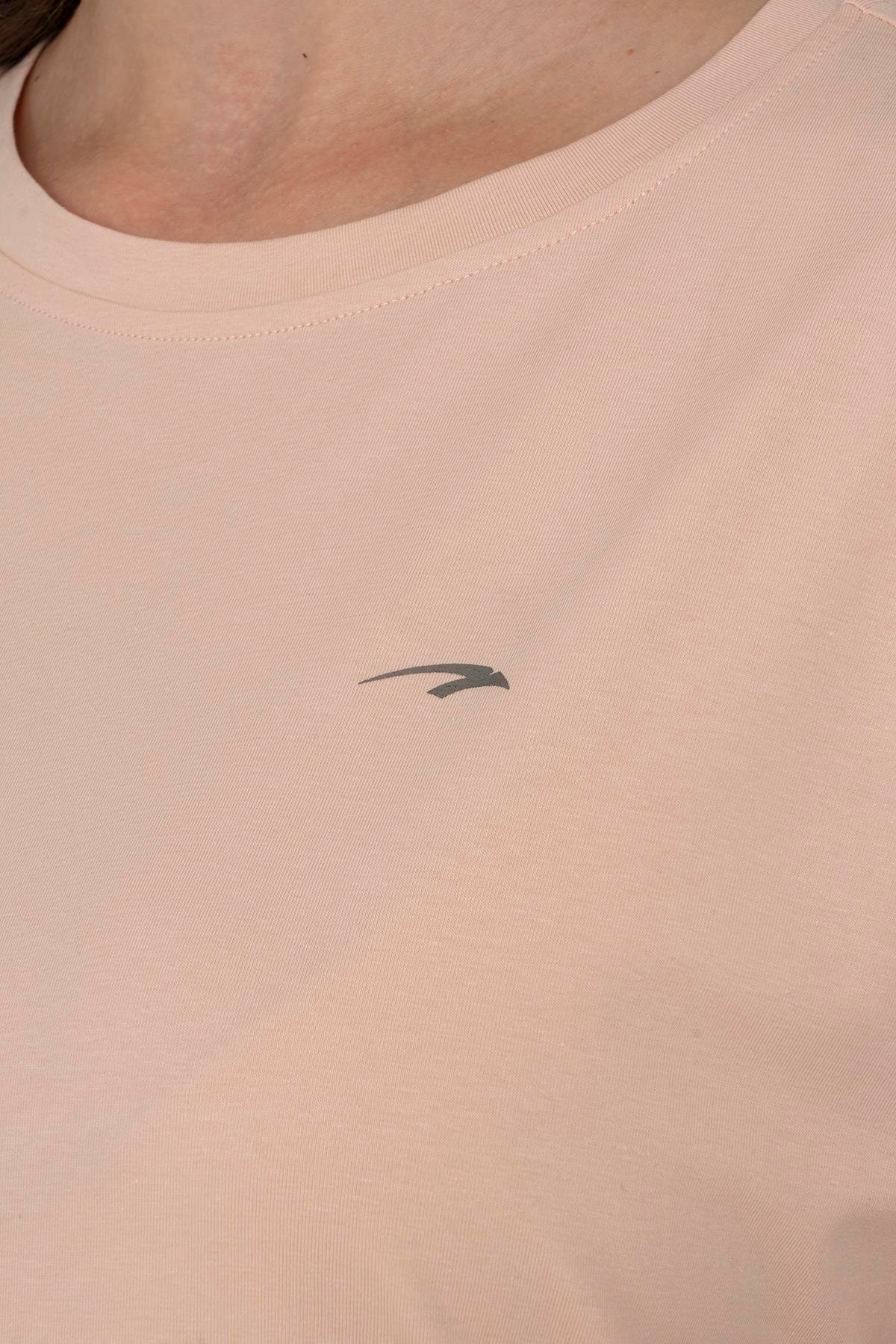Maraton Sportswear Büyük Beden Kadın Bisiklet Yaka  Düşük Kol Basic T-shirt 21213