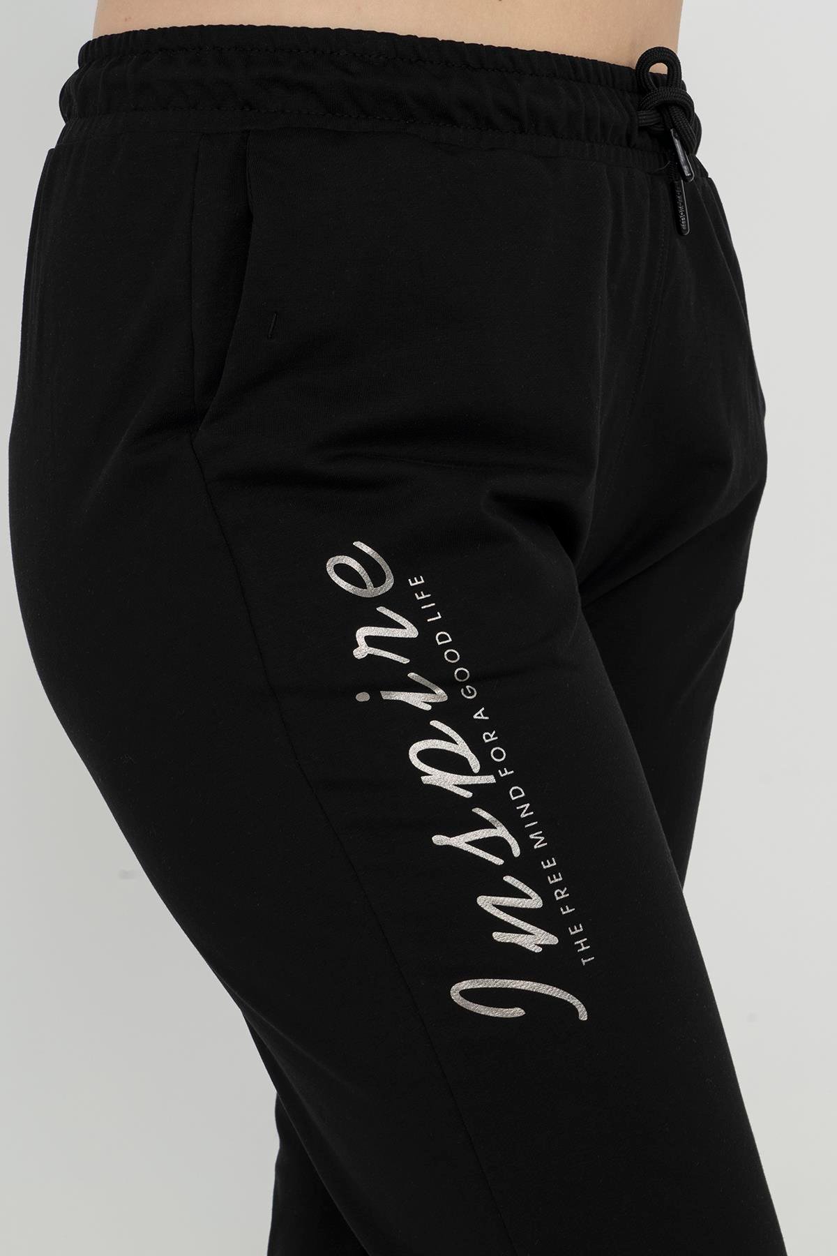 Maraton Sportswear Büyük Beden Kadın  Lastik Paça  Basic Eşofman Altı 21171