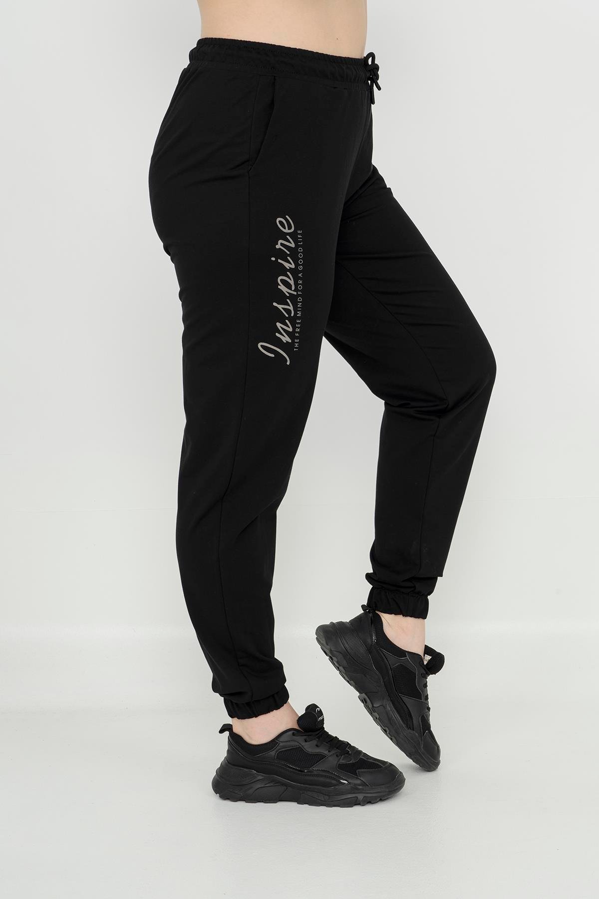 Maraton Sportswear Büyük Beden Kadın  Lastik Paça  Basic Eşofman Altı 21171