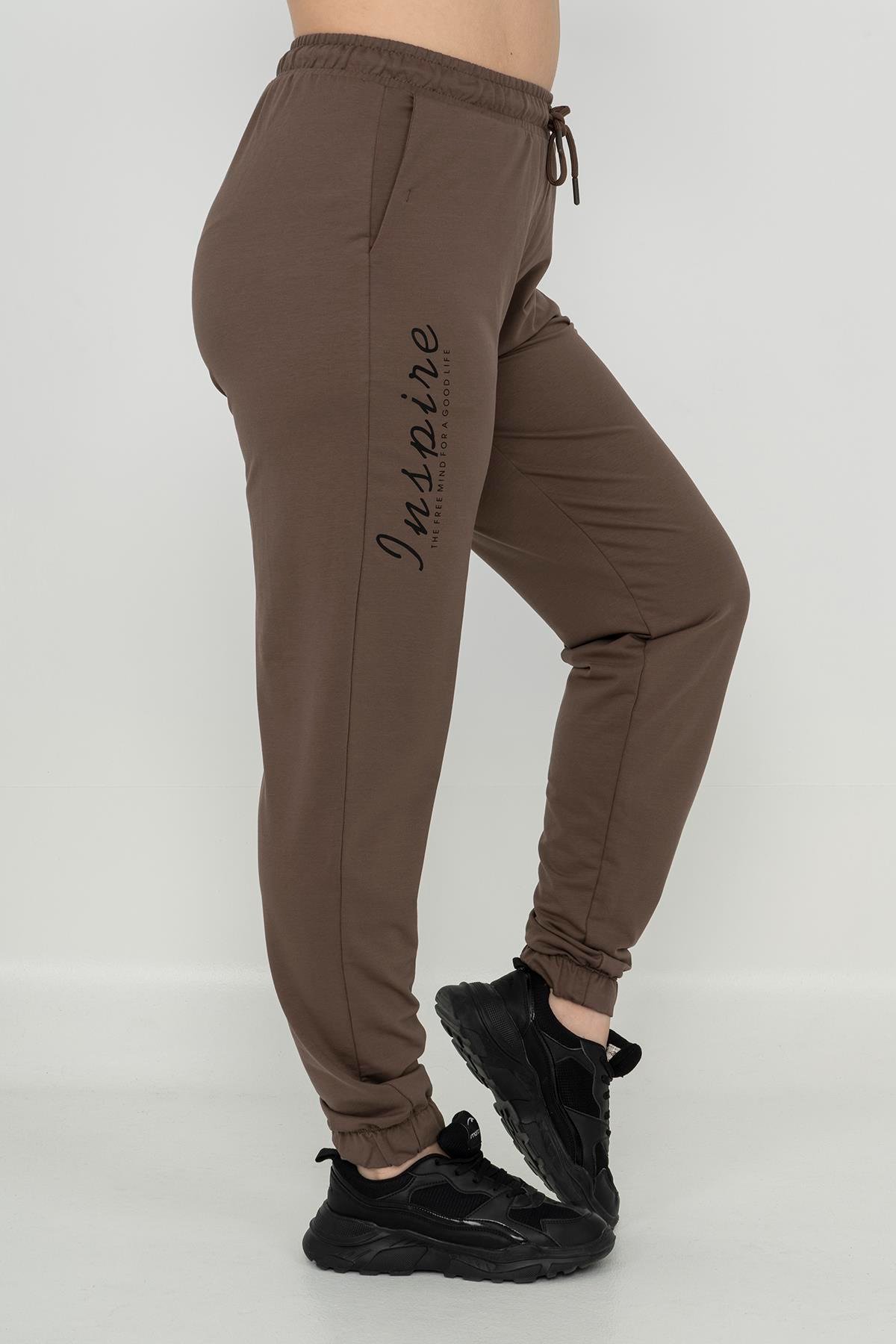 Maraton Sportswear Büyük Beden Kadın  Lastik Paça  Basic Eşofman Altı 21171