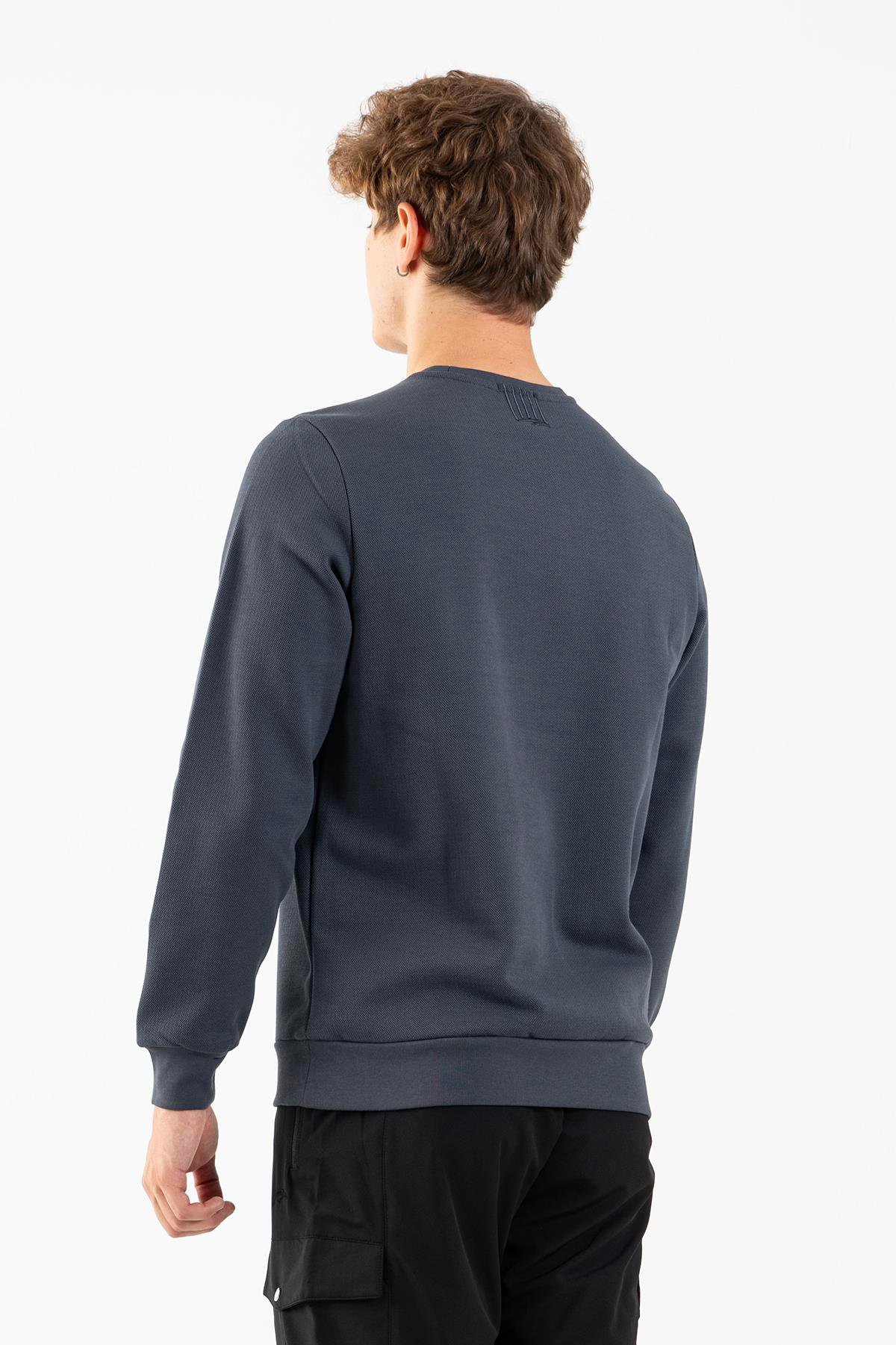 Maraton Sportswear Comfort Erkek Bisiklet Yaka  Takma Kol Basic Sweatshirt 22429