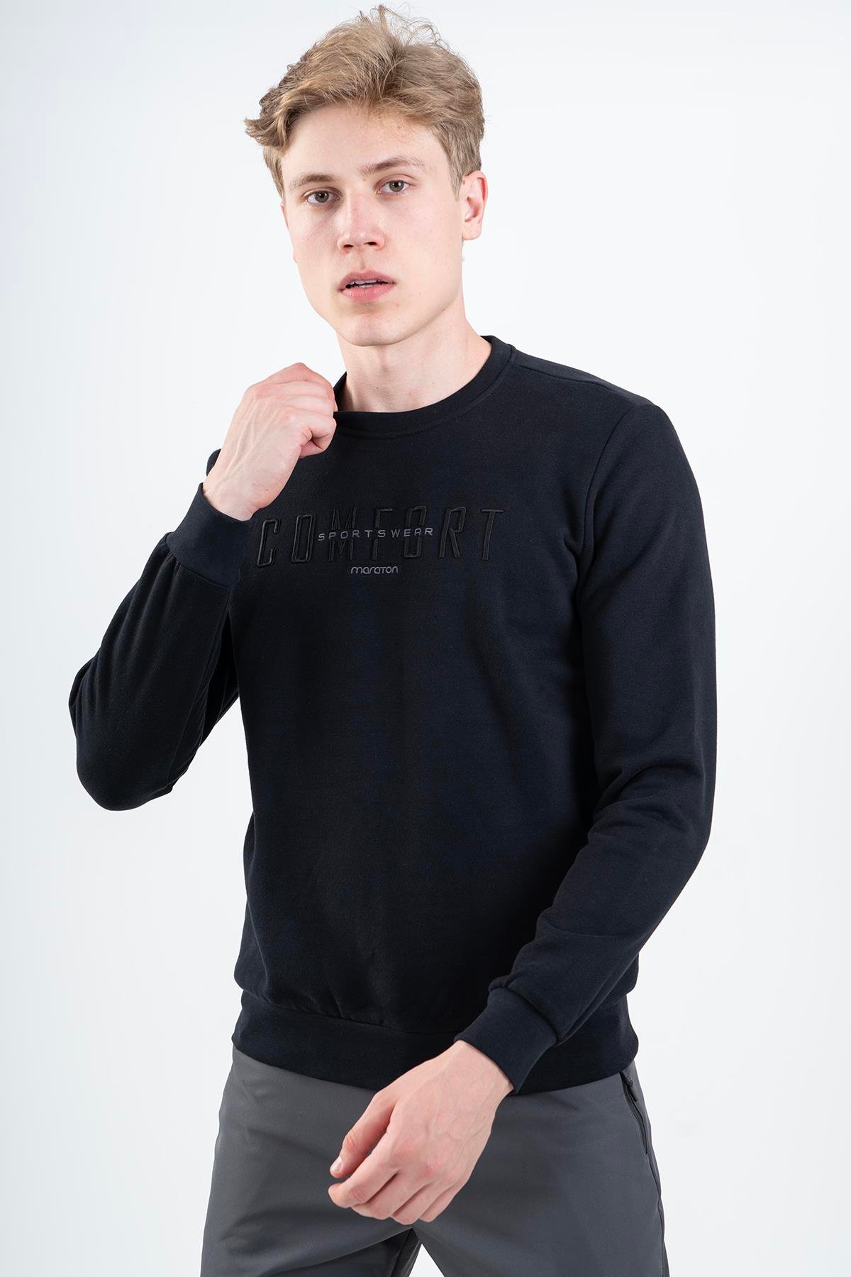 Maraton Sportswear Comfort Erkek Bisiklet Yaka  Uzun Kol Basic Sweatshirt 20109