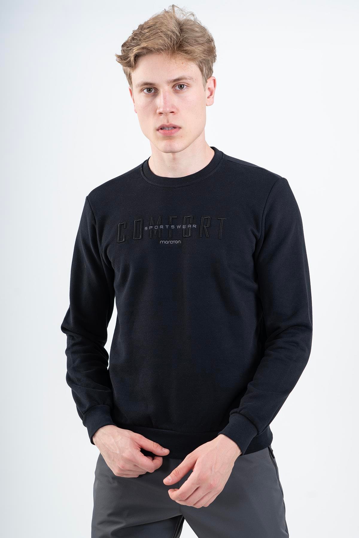 Maraton Sportswear Comfort Erkek Bisiklet Yaka  Uzun Kol Basic Sweatshirt 20109