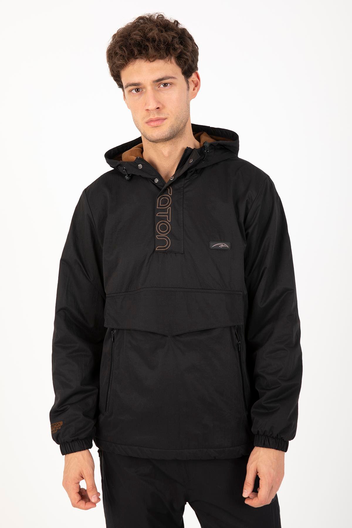 Maraton Sportswear Comfort Erkek Kapşonlu  Uzun Kol Basic Yağmurluk 21353