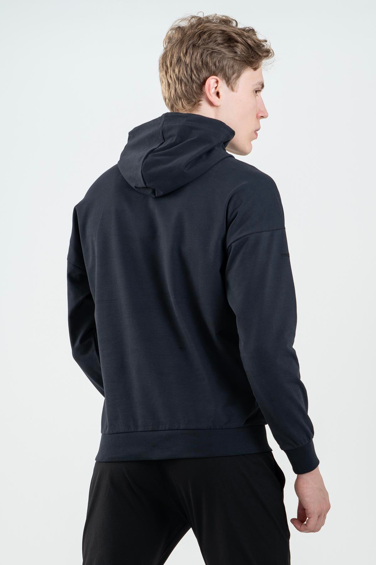 Maraton Sportswear Comfort Erkek Kapşonlu  Düşük Kol Basic Sweatshirt 21569