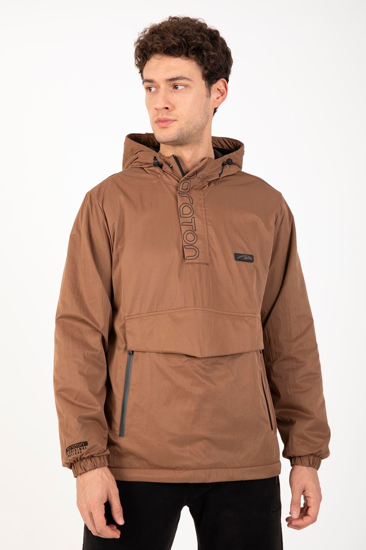 Maraton Sportswear Comfort Erkek Kapşonlu  Uzun Kol Basic Yağmurluk 21353