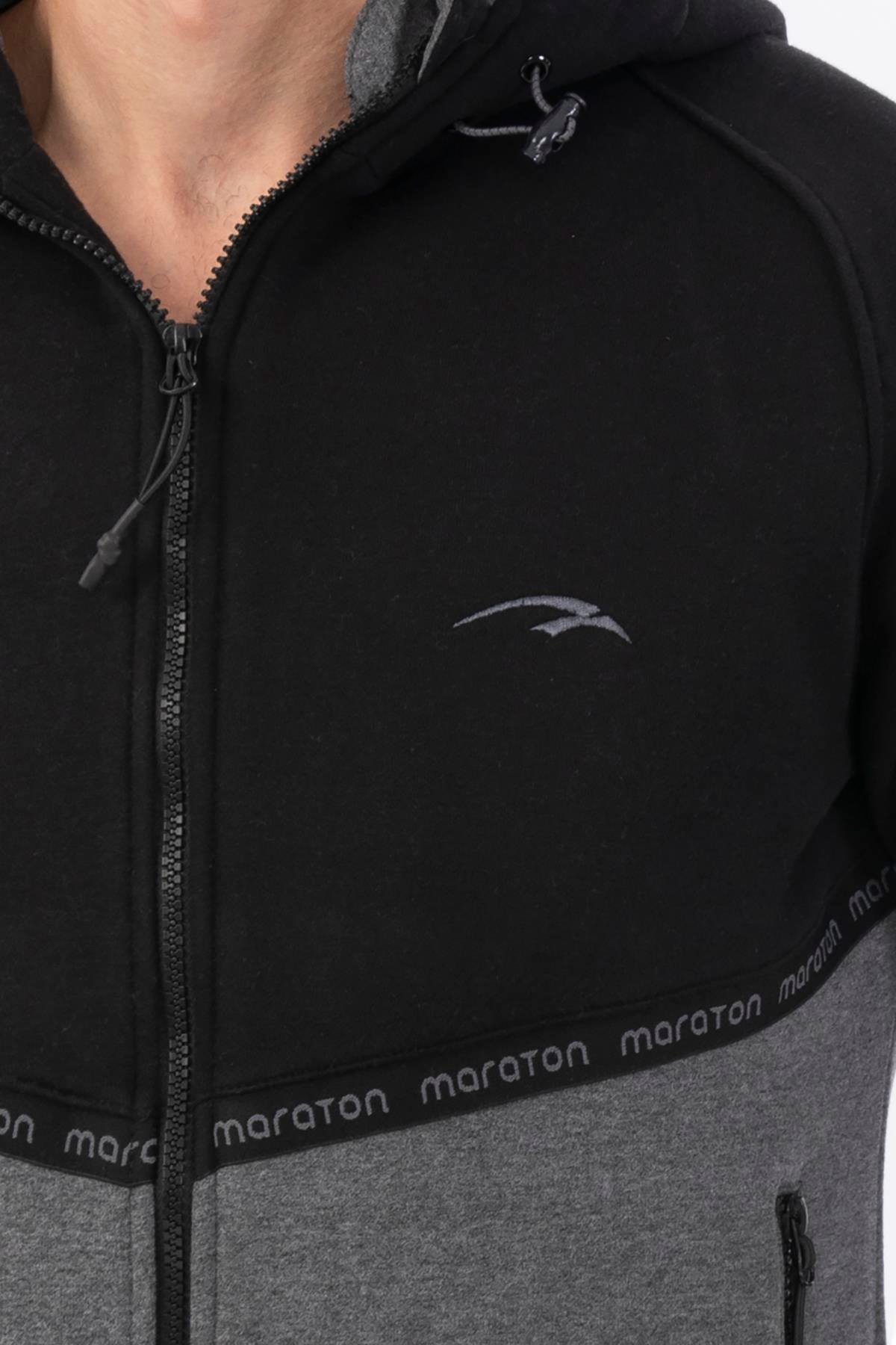 Maraton Sportswear Comfort Erkek Kapşonlu  Uzun Kol Basic Eşofman Takımı 20212