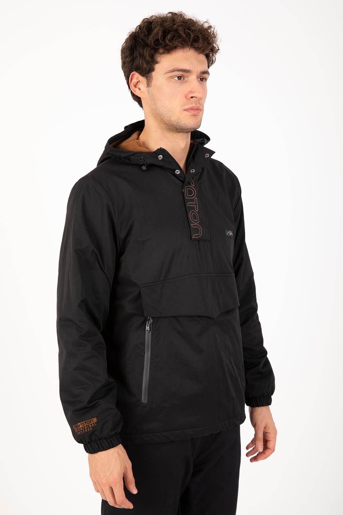 Maraton Sportswear Comfort Erkek Kapşonlu  Uzun Kol Basic Yağmurluk 21353