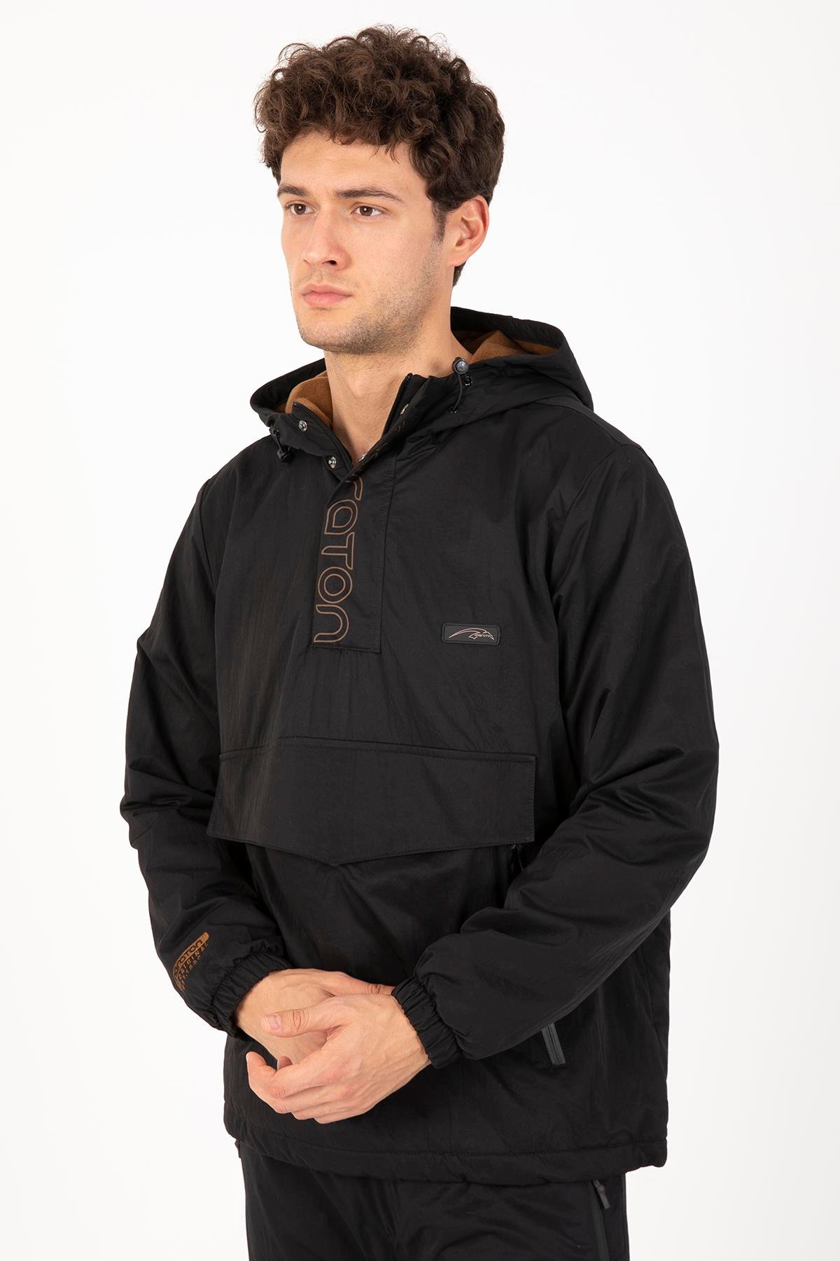 Maraton Sportswear Comfort Erkek Kapşonlu  Uzun Kol Basic Yağmurluk 21353